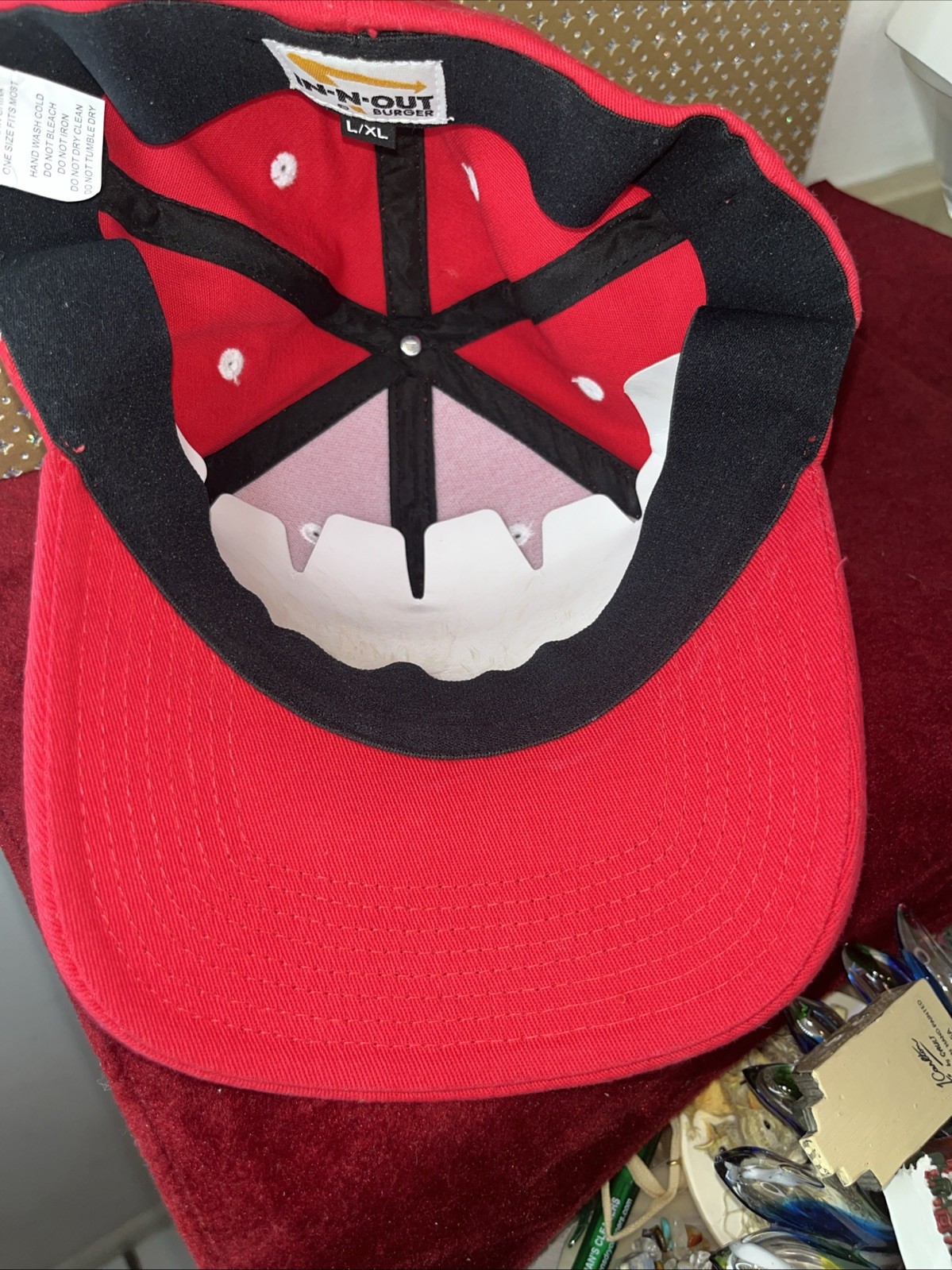 In-N-Out Burger Fitted Cap Unisex L/XL Red Associate Hat Logo Embroidered