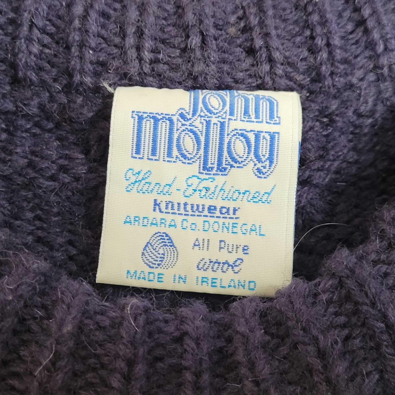 🍀Vintage John Molloy Sweater Mens L Blue 100% Irish Wool Knit Made in Ireland
