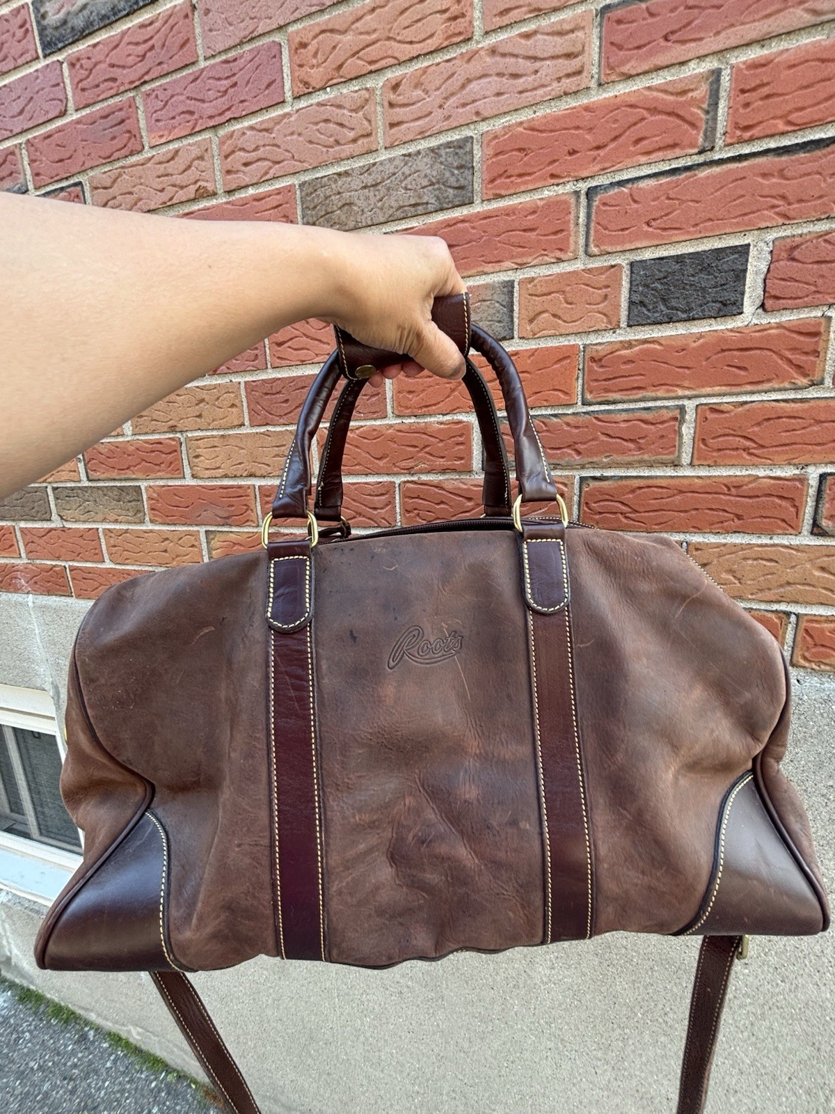 VINTAGE ROOTS X FORD BROWN LEATHER DUFFLE BAG