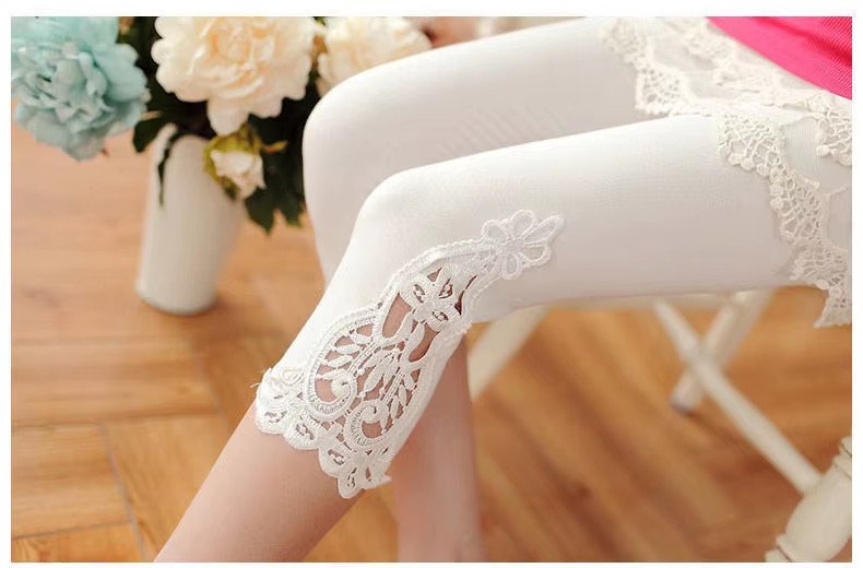 Women’s High-Waist Lace Stretch Capri Leggings – Knee-Length Sports & Fitness Pa