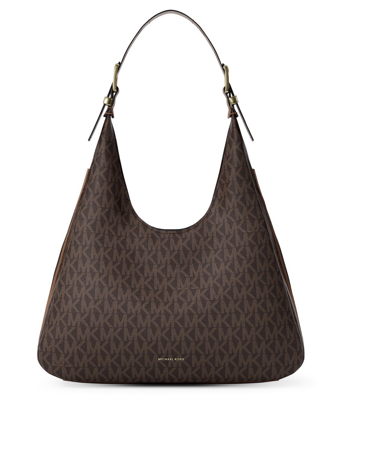 Michael Kors Nolita Large Logo Hobo Bag Brown Acorn Gold Hardware