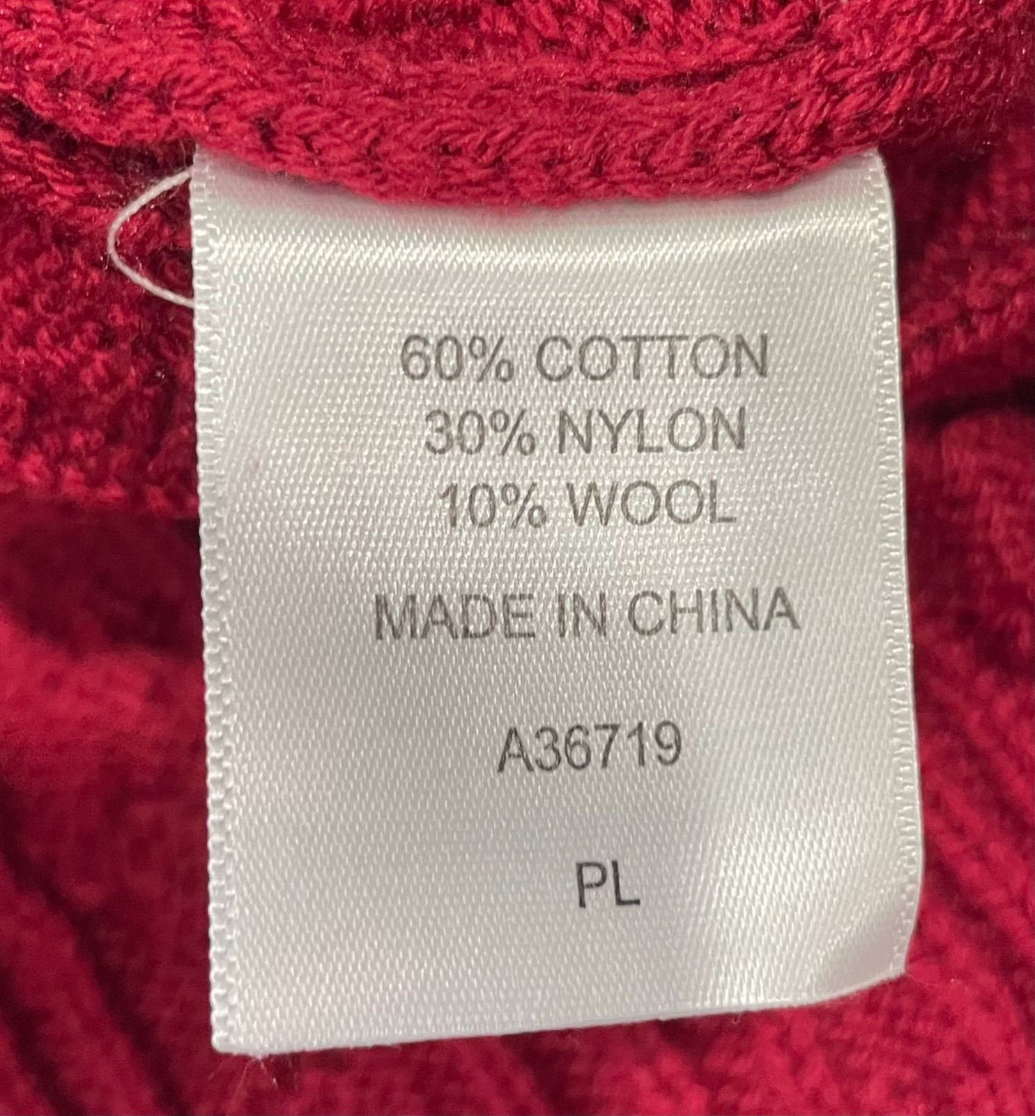 Appleseed’s Wool Blend Sweater Jacket PL Red Vibrant Cable Knit Fisherman Preppy