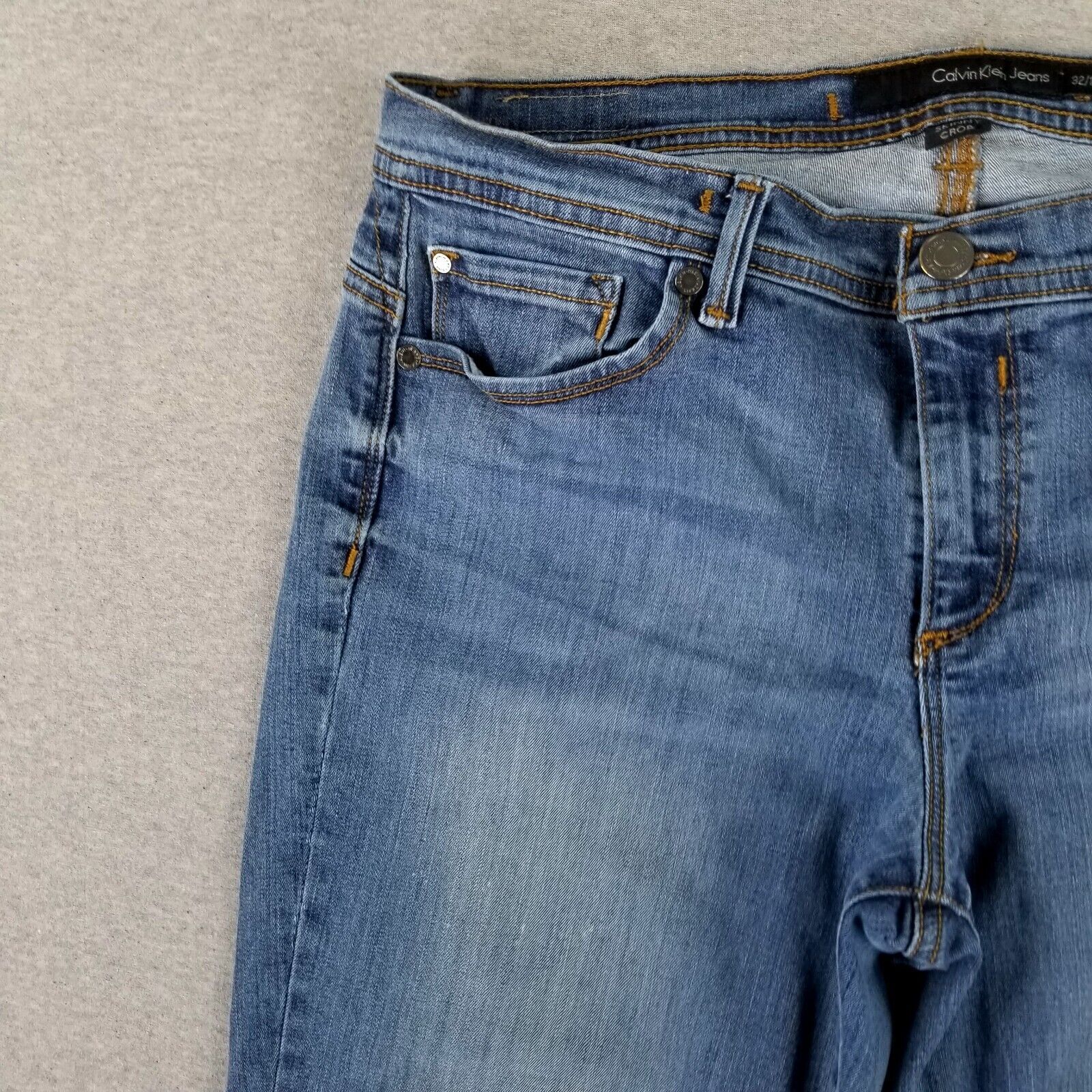Calvin Klein Size 32/14 Skinny Crop Jeans Vintage Quality Thick Stretch Denim