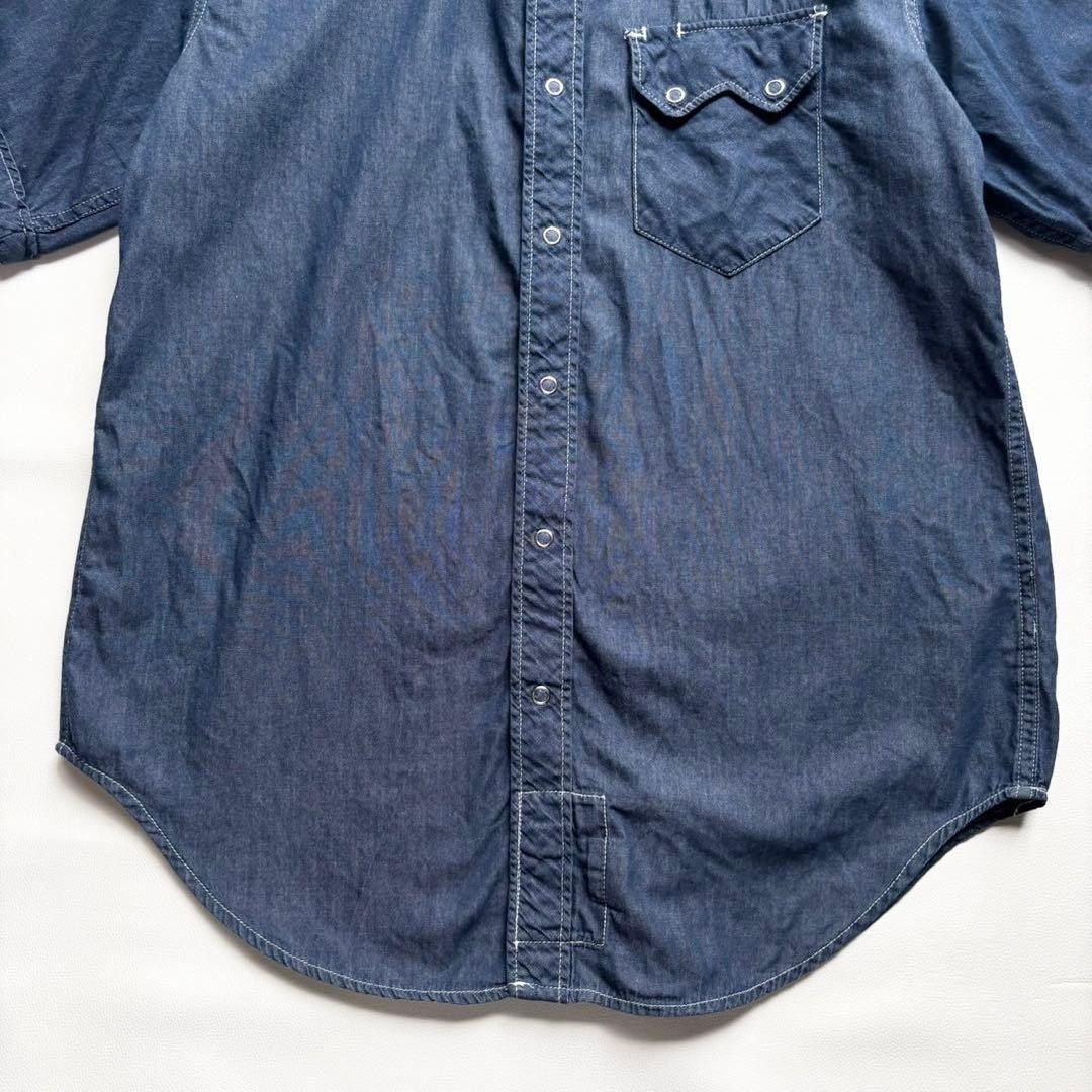 Engineered Garments Denim Short Sleeve Shirt M USA Made Cotton Indigo F/S