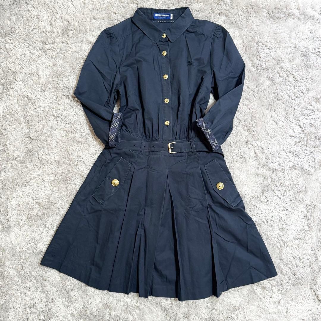 Burberry Blue Label Trench Dress Navy Size 36 S Belted 82cm 32in Japan Rare