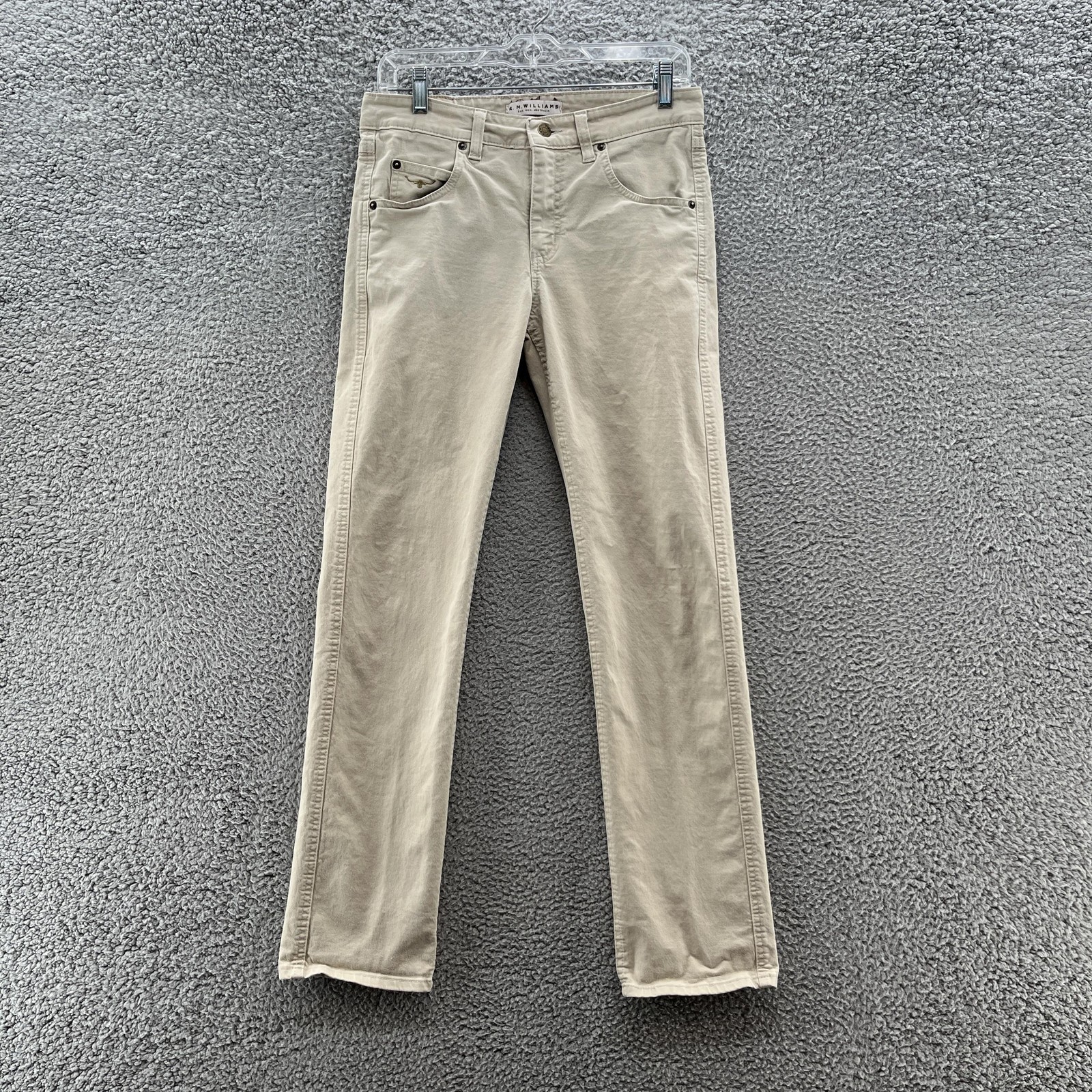 R M Williams Jeans Mens 30X31 Beige Stretch Cotton Straight Leg Made Australia