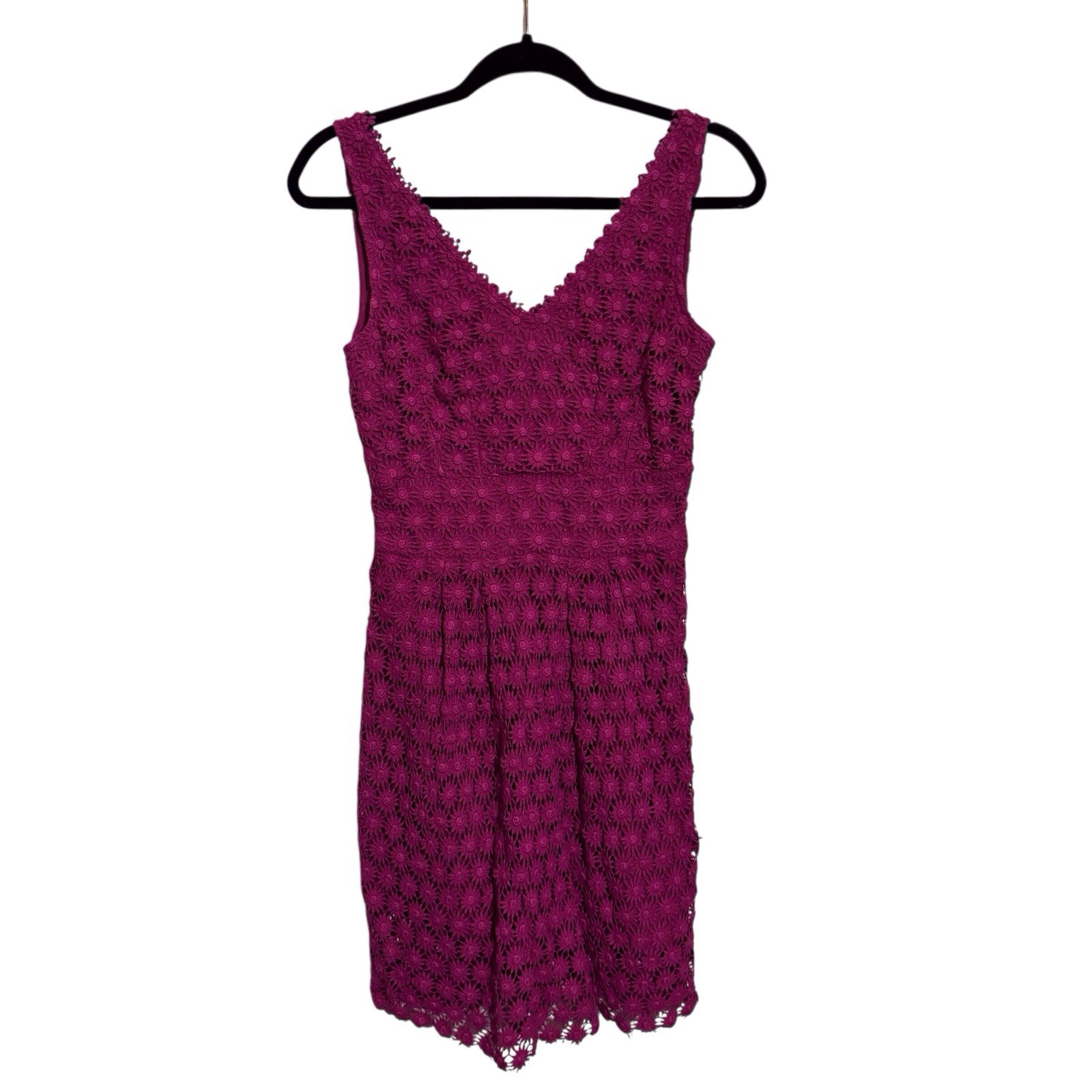 Yoana Baraschi SZ 2 Purple Crochet Floral Fit And Flare Dress Crochet Cocktail