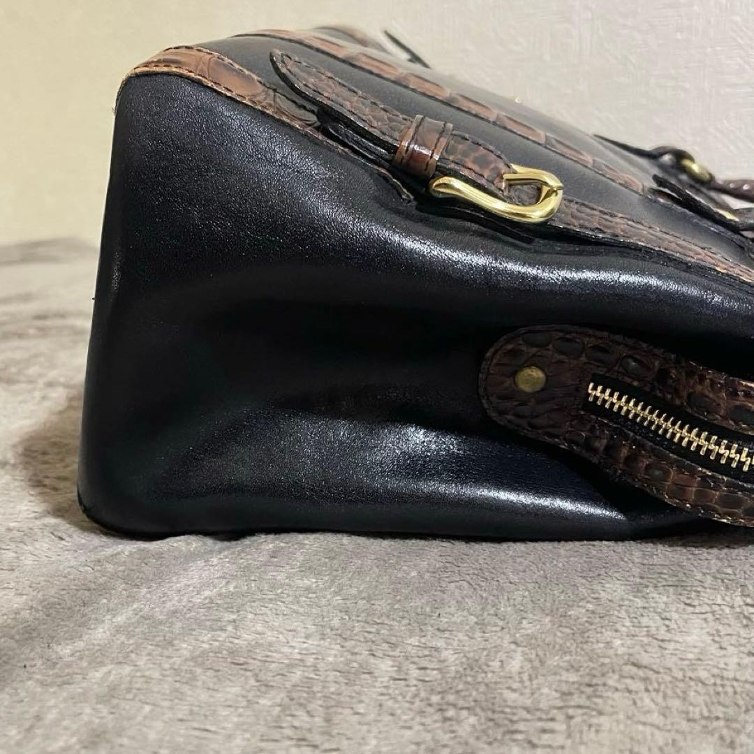 Y2K BRAHMIN Crocodile Embossed Leather Bag with Gold Charm