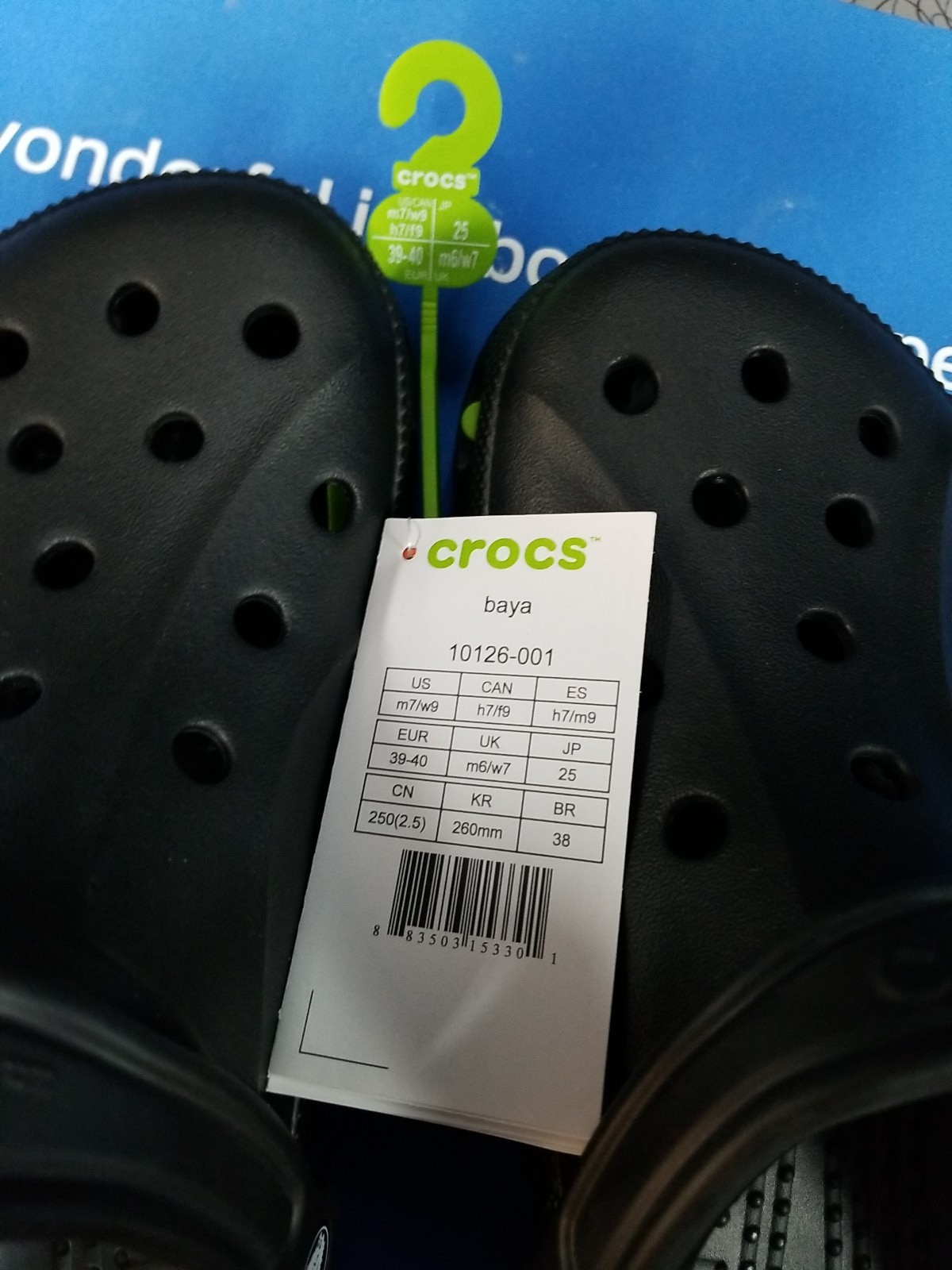 Crocs Adult Baya Clogs. Black. W9/M7