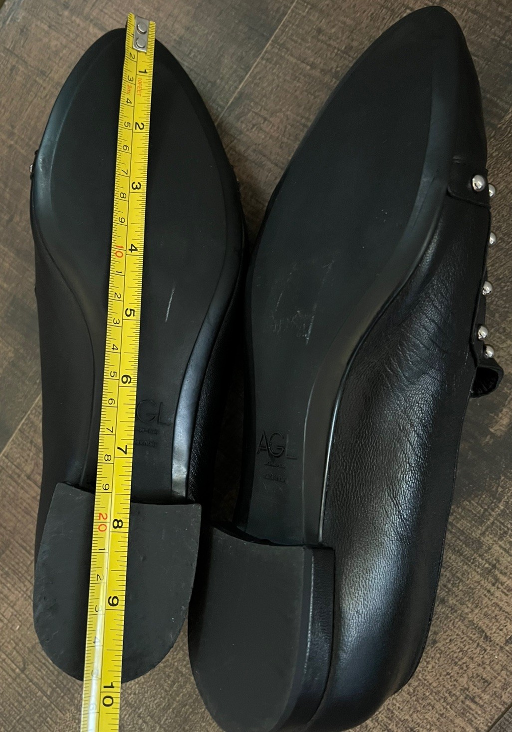 AGL Shoes Womens Black Leather Loafers Pointed Toe Slip On Casual Italy US 8