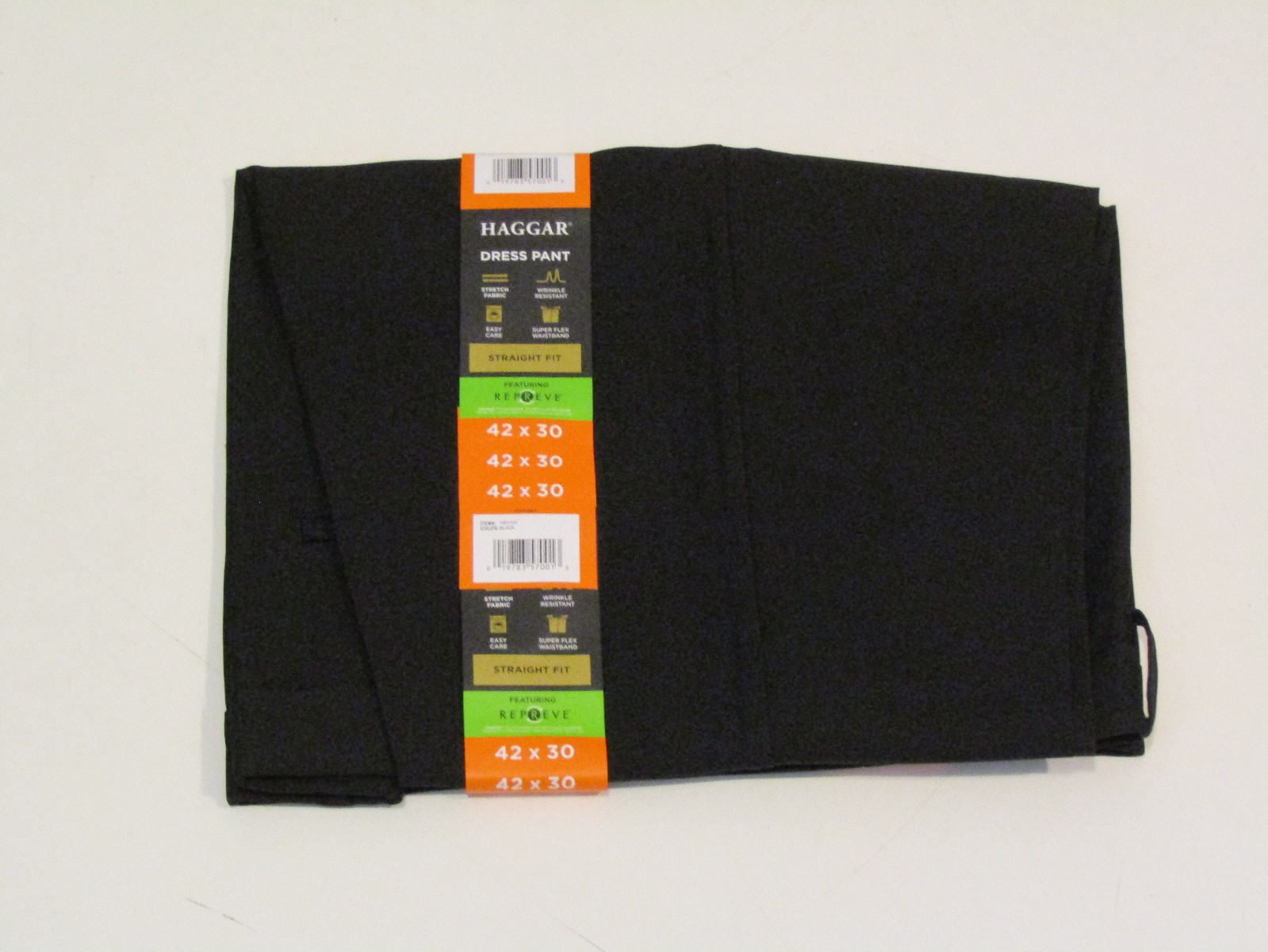 HAGGAR Black Stretch Straight Fit Dress Pants 30 W X 29 L NWT Mens