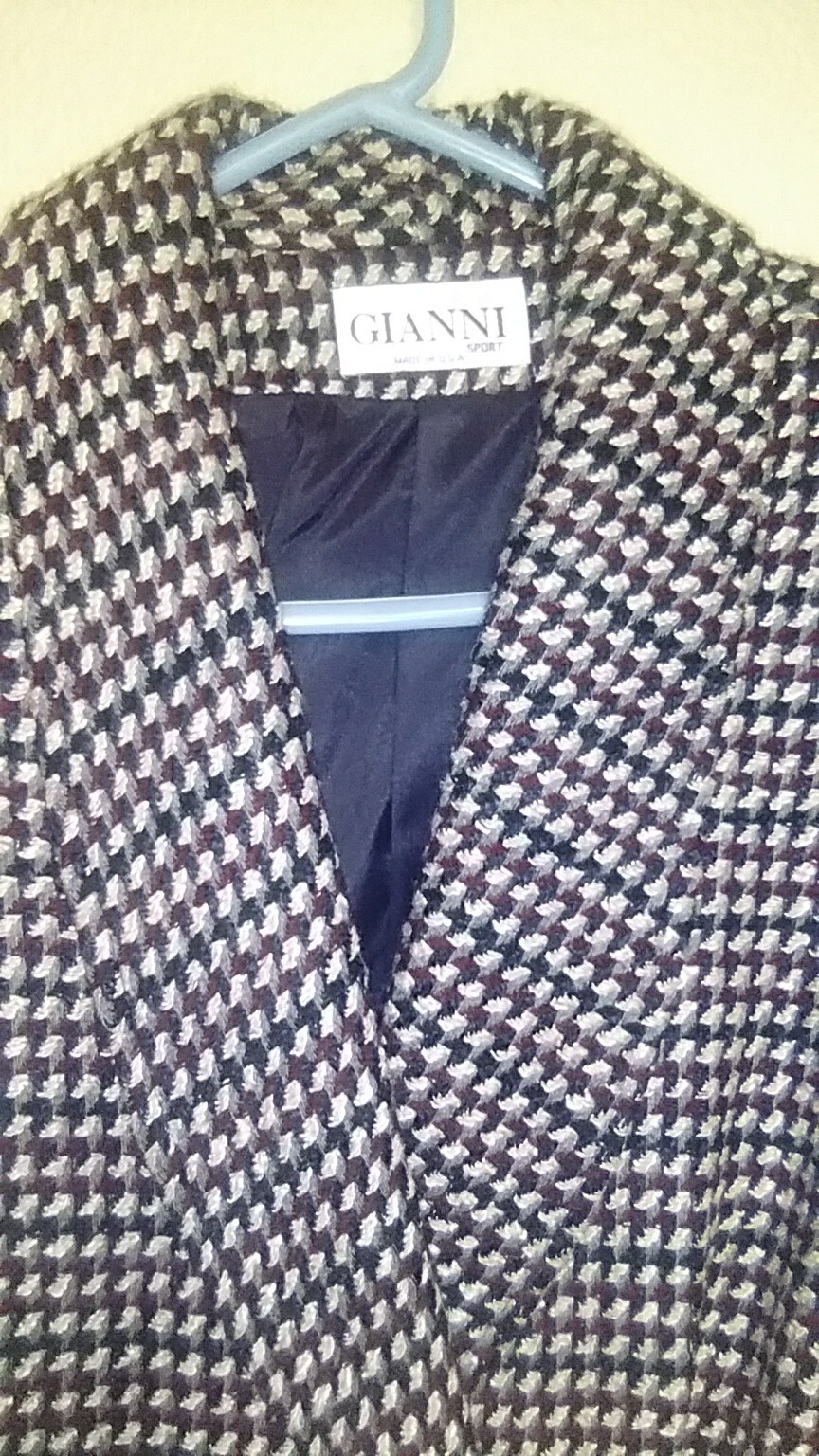 Wmn Gianni Sport WOOL Blend Houndstooth Jacket Classic Office Siren Corp VTG 90