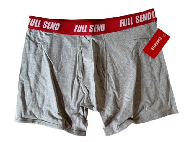 Full Send Boxer Brief Gray and Red Elastic Waistband Mens Size L New in Package