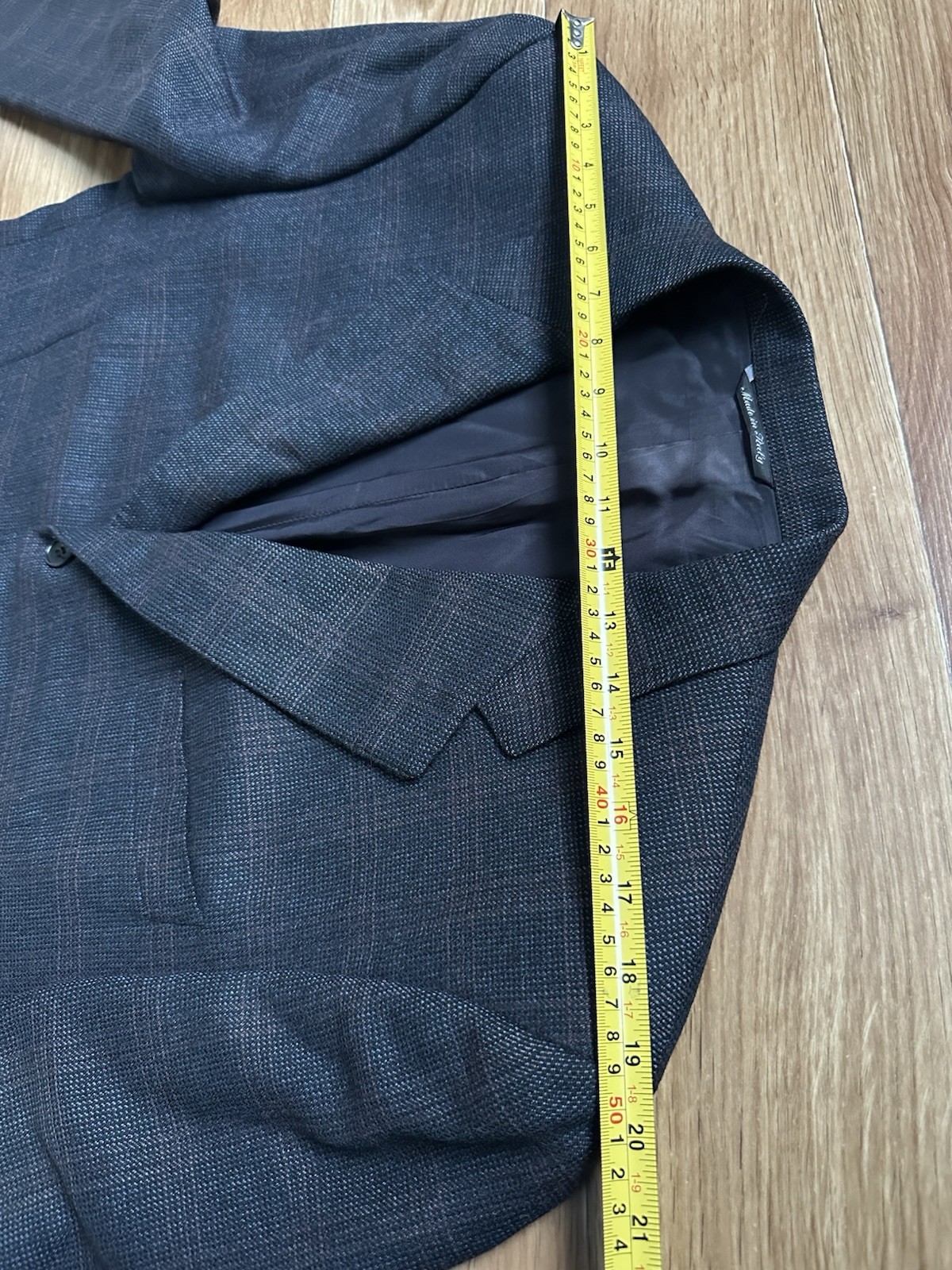 CANALI Italy Pure Virgin Wool Blazer 54 44 R Navy Charcoal Micro Check Bemberg