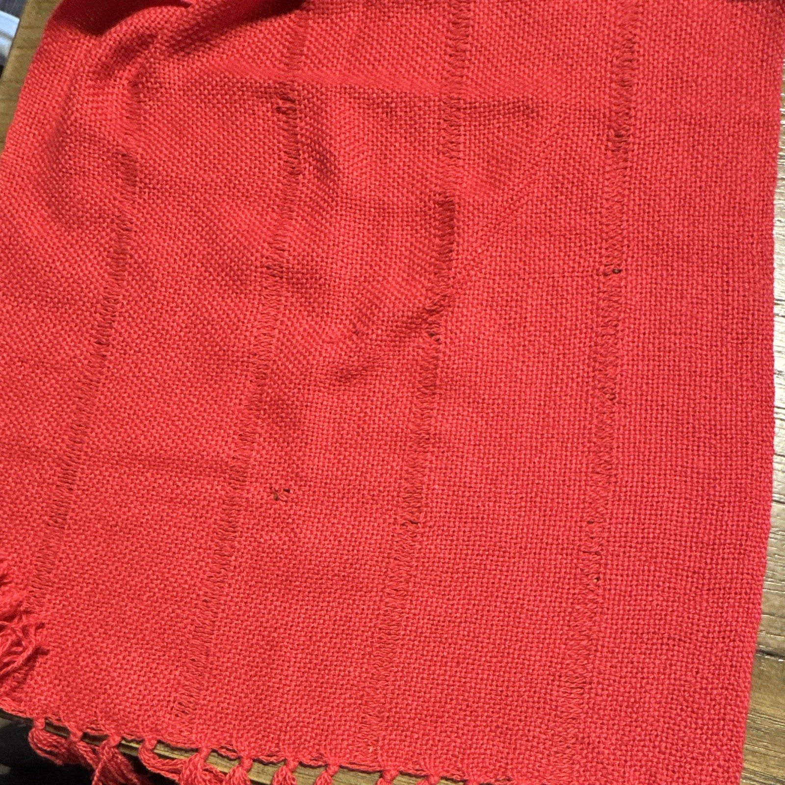 The Crock of Gold Red Cashmere Woven Fringe Solid Women’s Rectangle Scarf