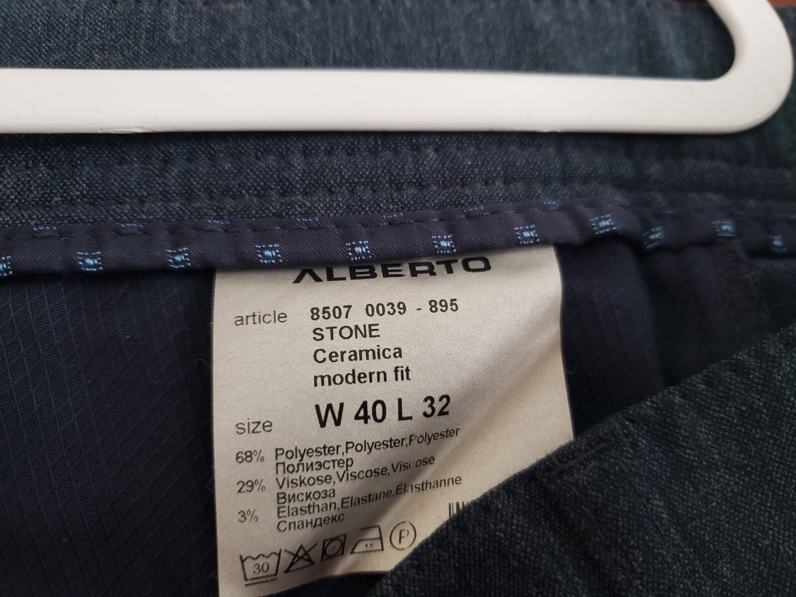 (Ju) Alberto Ceramica Men’s Pants Size 40″x29″ Modern Fit Heather Blue Poland