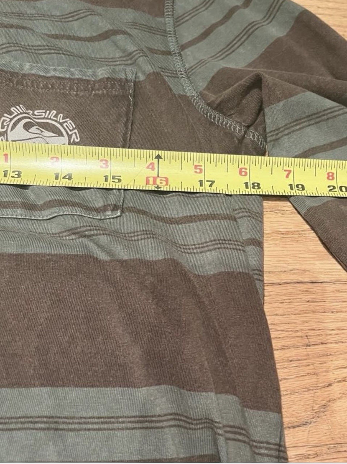 Quiksilver Men’s M Brown/Green Striped Pullover Hoodie Logo Cotton Knit
