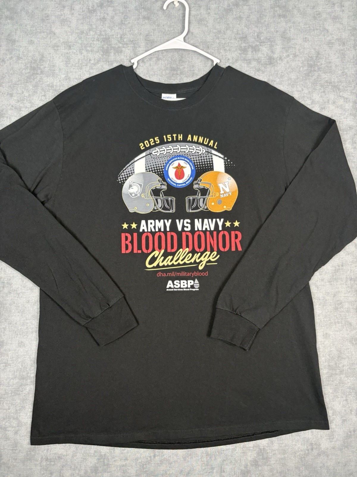 2025 Army Vs Navy Blood Donor Challenge Long Sleeve Shirt XL Black Cotton