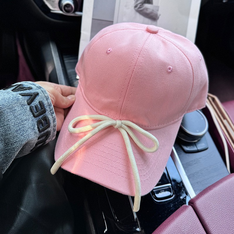 Cute Coquette Bow Baseball Cap Balletcore Soft Girl Pastel Pink Sun Hat