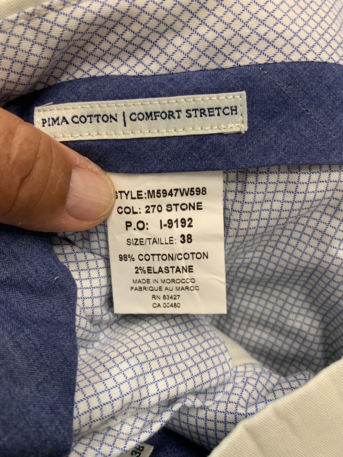 True Khaki BALLIN Dress Pants Men’s 38 Reg STONE Cotton