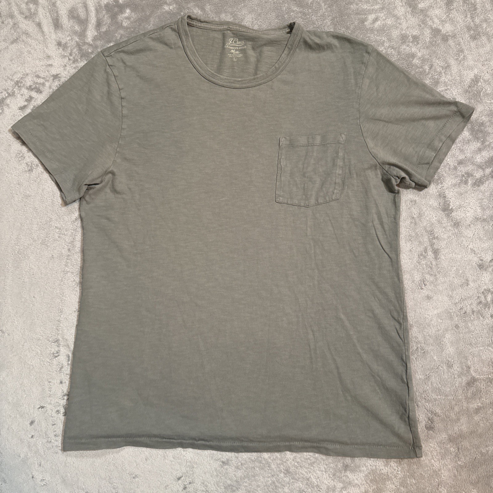 J.Crew Mens Garment Dyed Cotton Crewneck T-Shirt Tuscan Olive Green Size Large