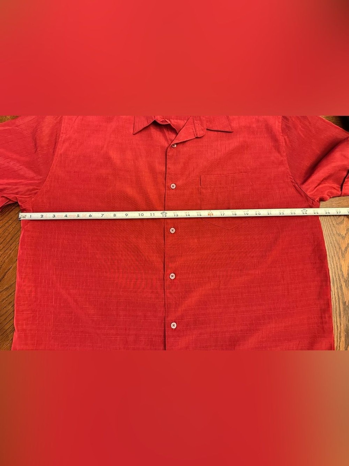 Cubavera Men’s Short-Sleeve Button-Down Shirt in Deep Red XL Travel Lightweight