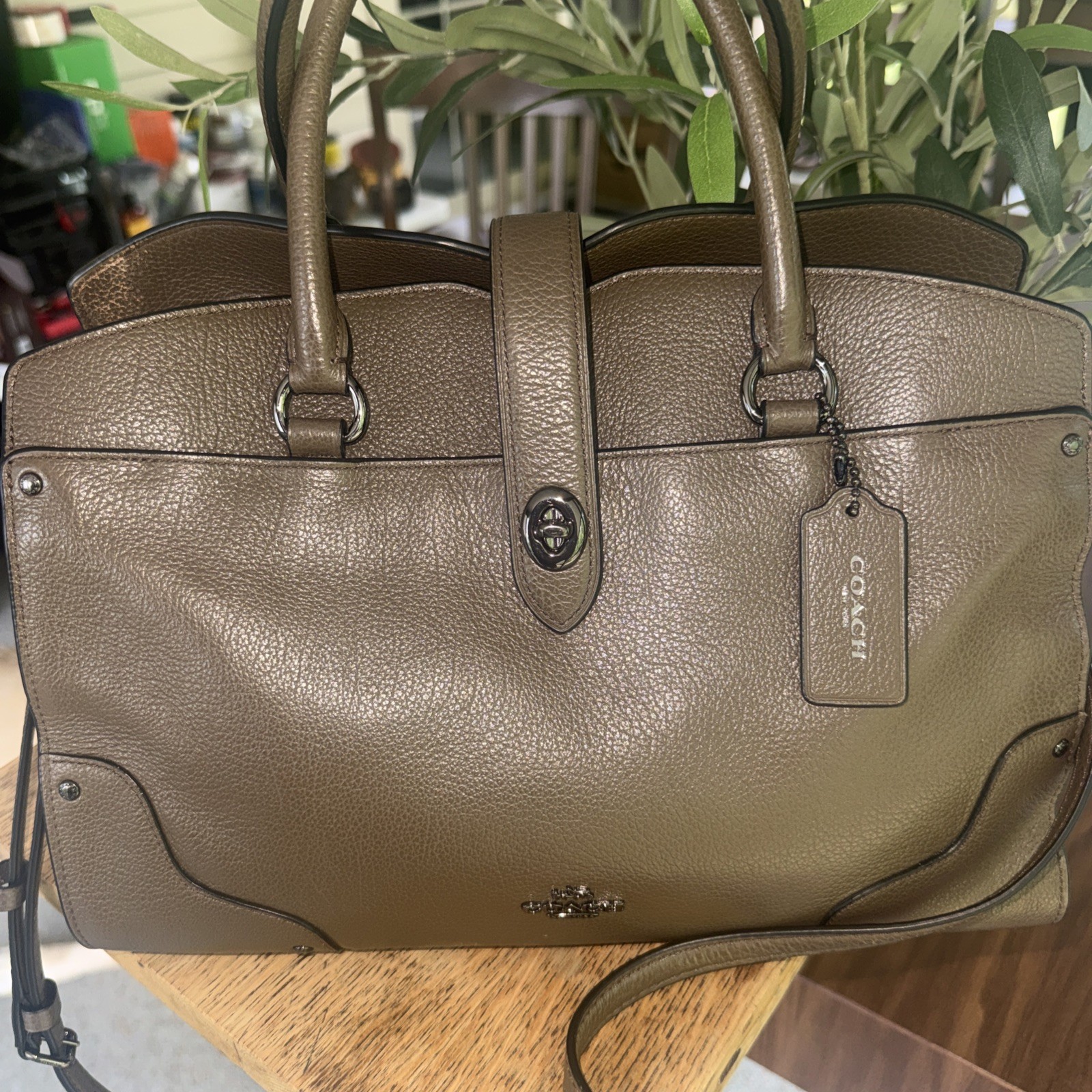 COACH Mercer 30 Grain Leather Crossbody Satchel Purse