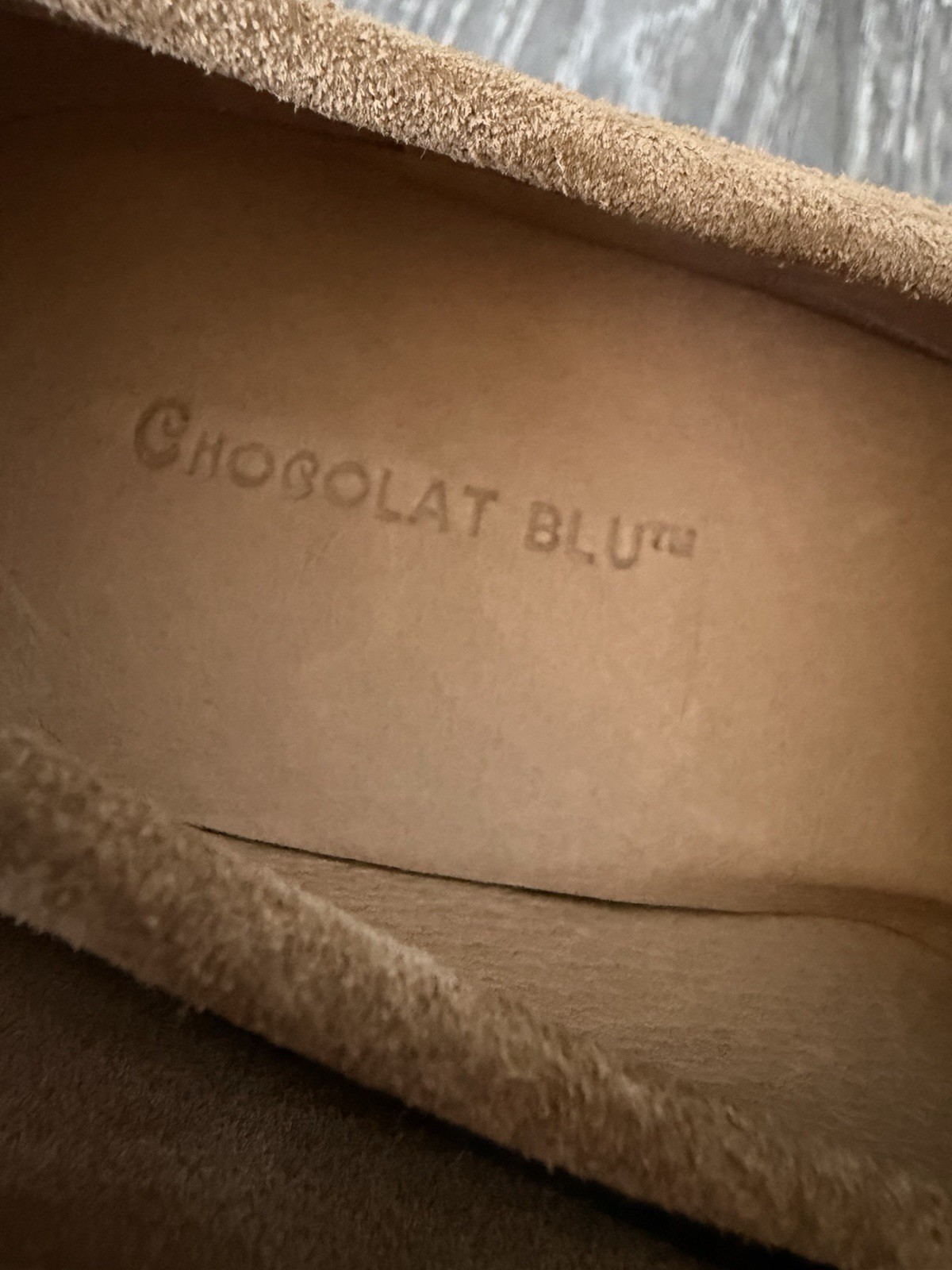 Chocolat Blu Penny Loafer Pump Heels Womens Size 8 Tan Suede Leather