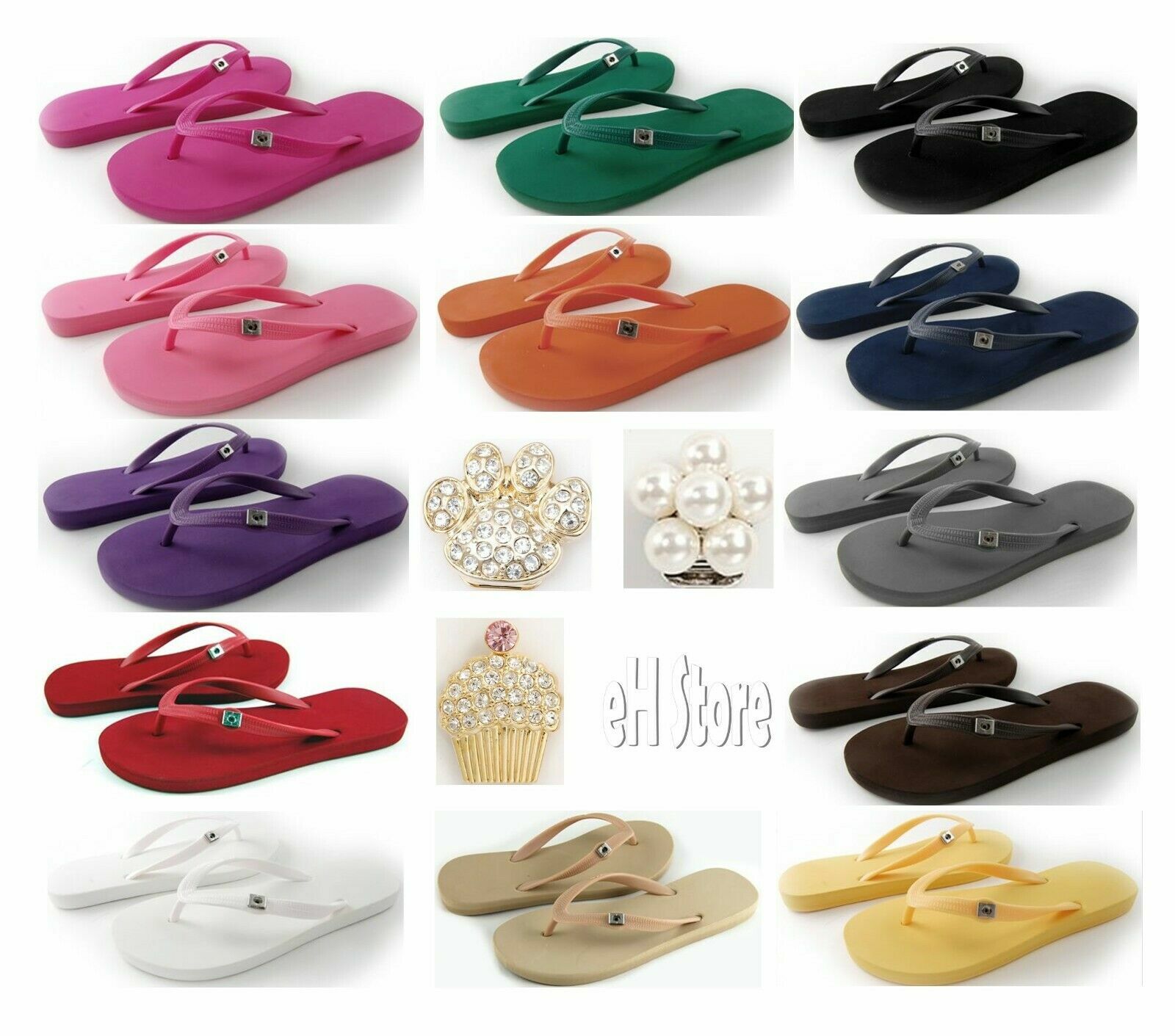 Women’s Super Cozy Flip Flops / Ornament Base By Popits ~ Choose Color, Size