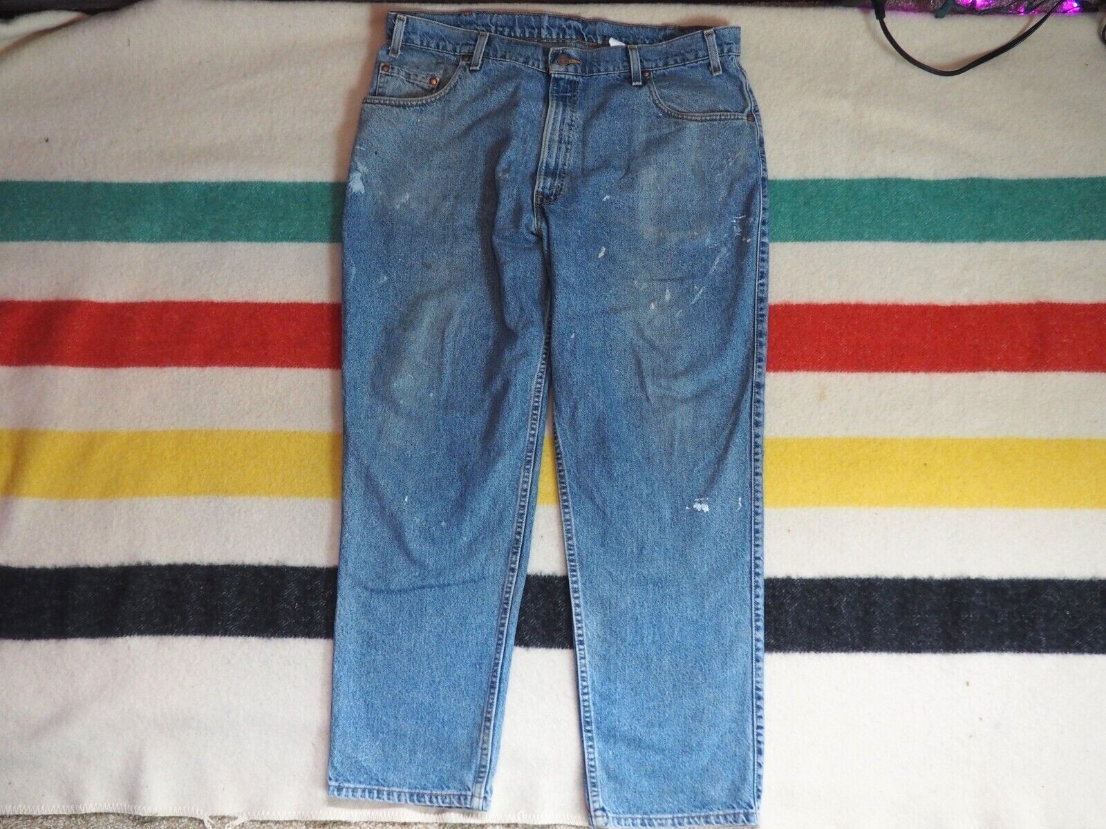 VTG 90s LEVIS Loose Fit Faded Blue Grunge 40×30 Denim Jeans Pants Logo USA Made