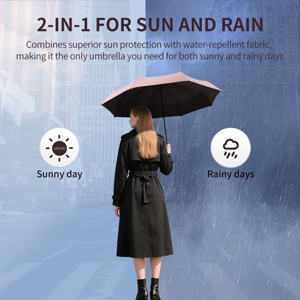 Mini Travel Umbrella UV Protection UPF 50+ Compact Pocket Sun Rain,6.7in,w/Case