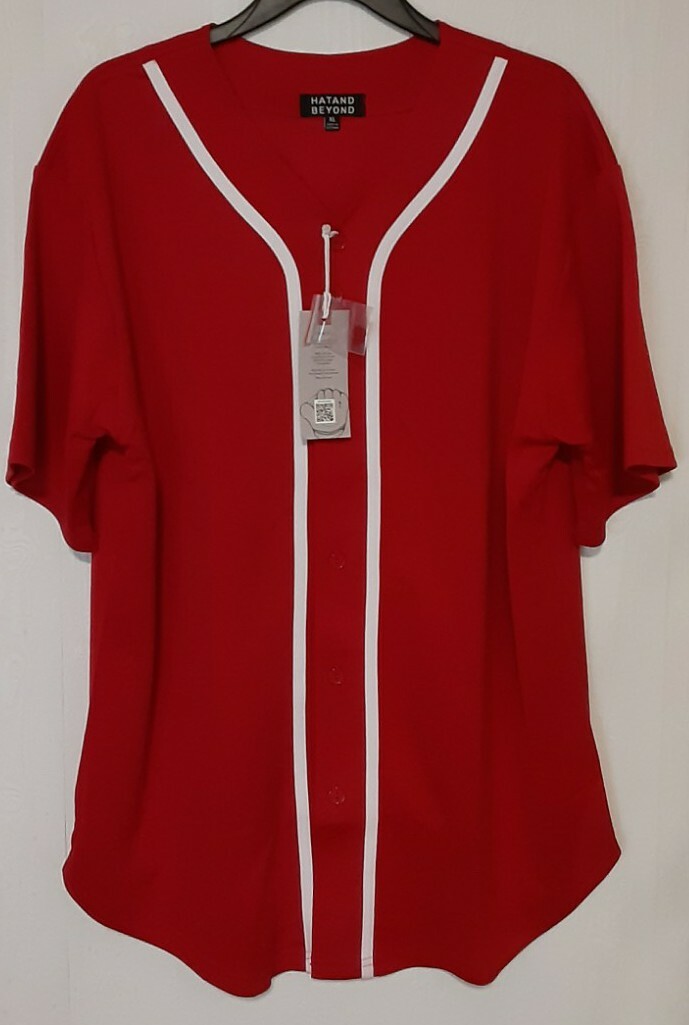 Hat And Beyond Mens Baseball Shirt Size XL Red NWT