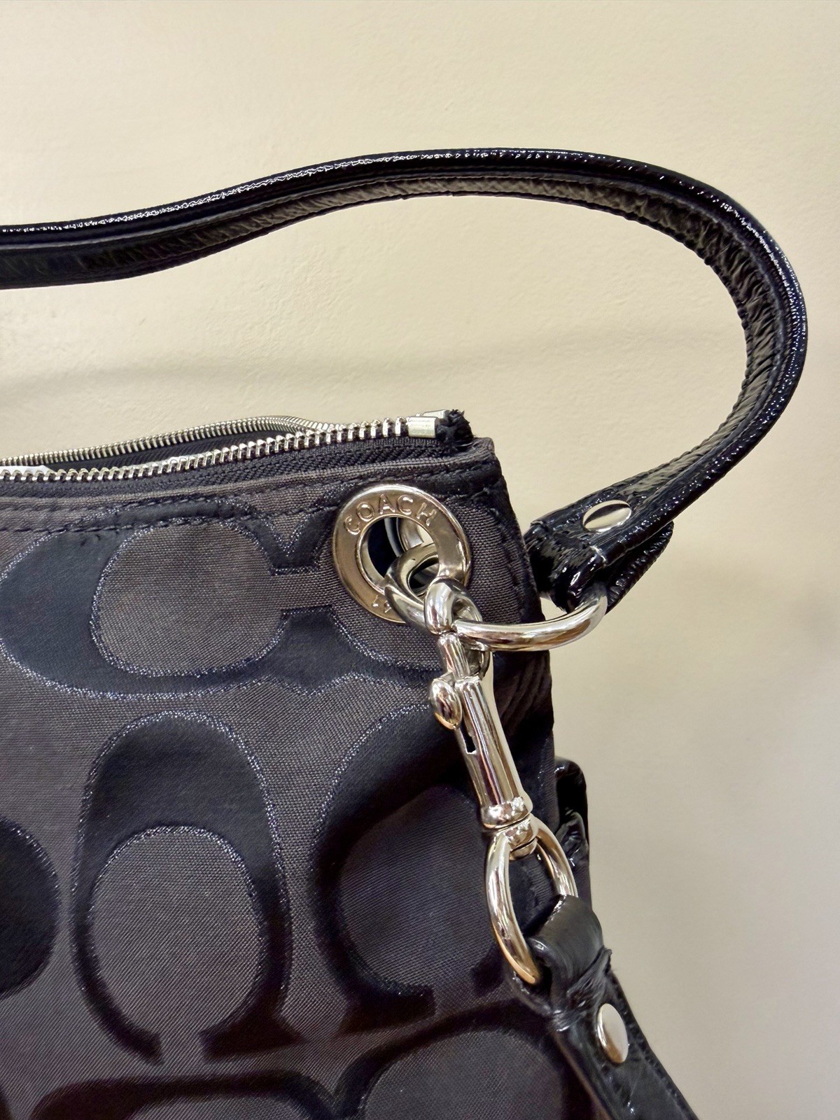 Y2K Coach 12984 Black Signature Jacquard Shoulder Crossbody Bag Detachable Strap