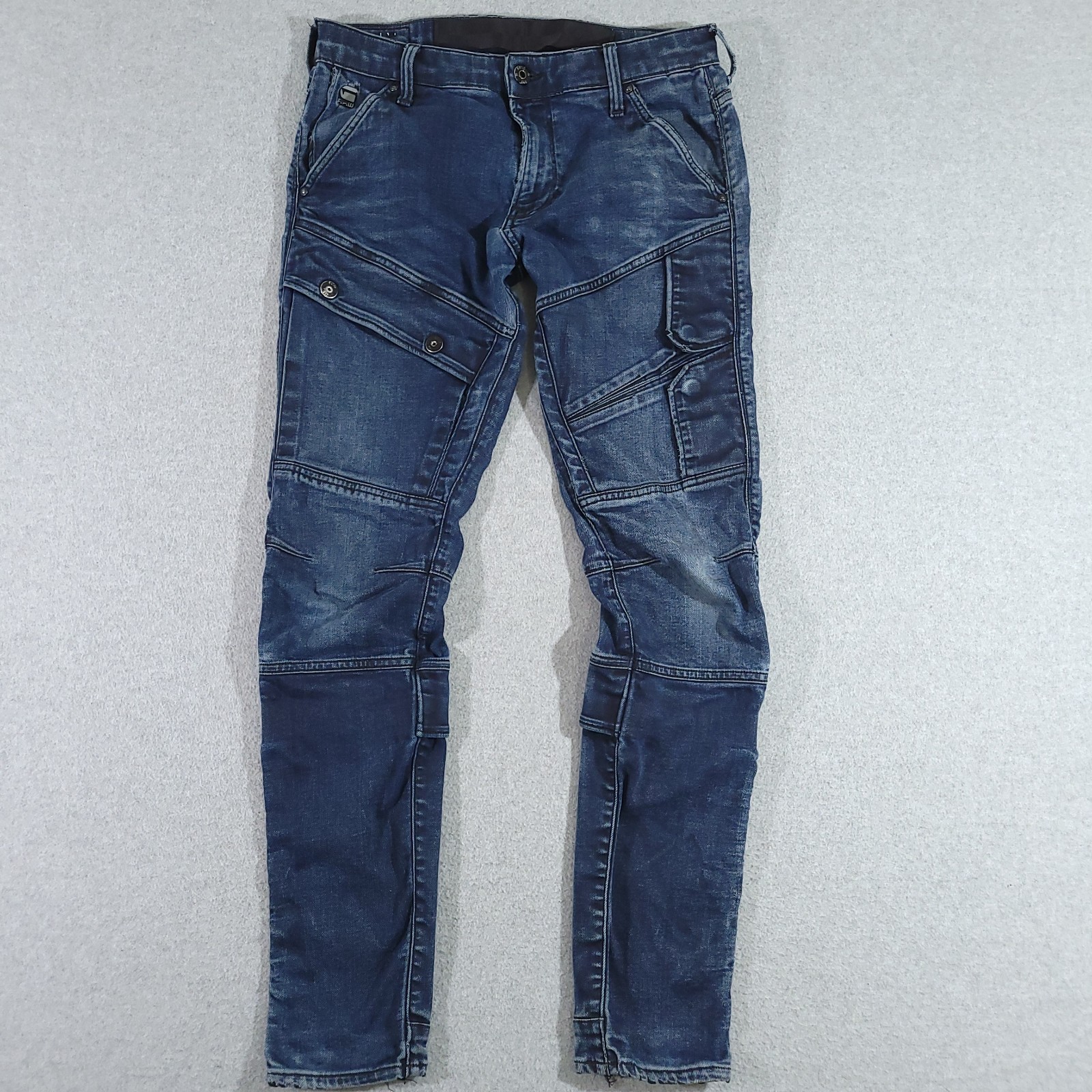G-STAR RAW Airblaze 3D Skinny Jeans Men 33×32 Dark Blue Denim Thigh Pockets