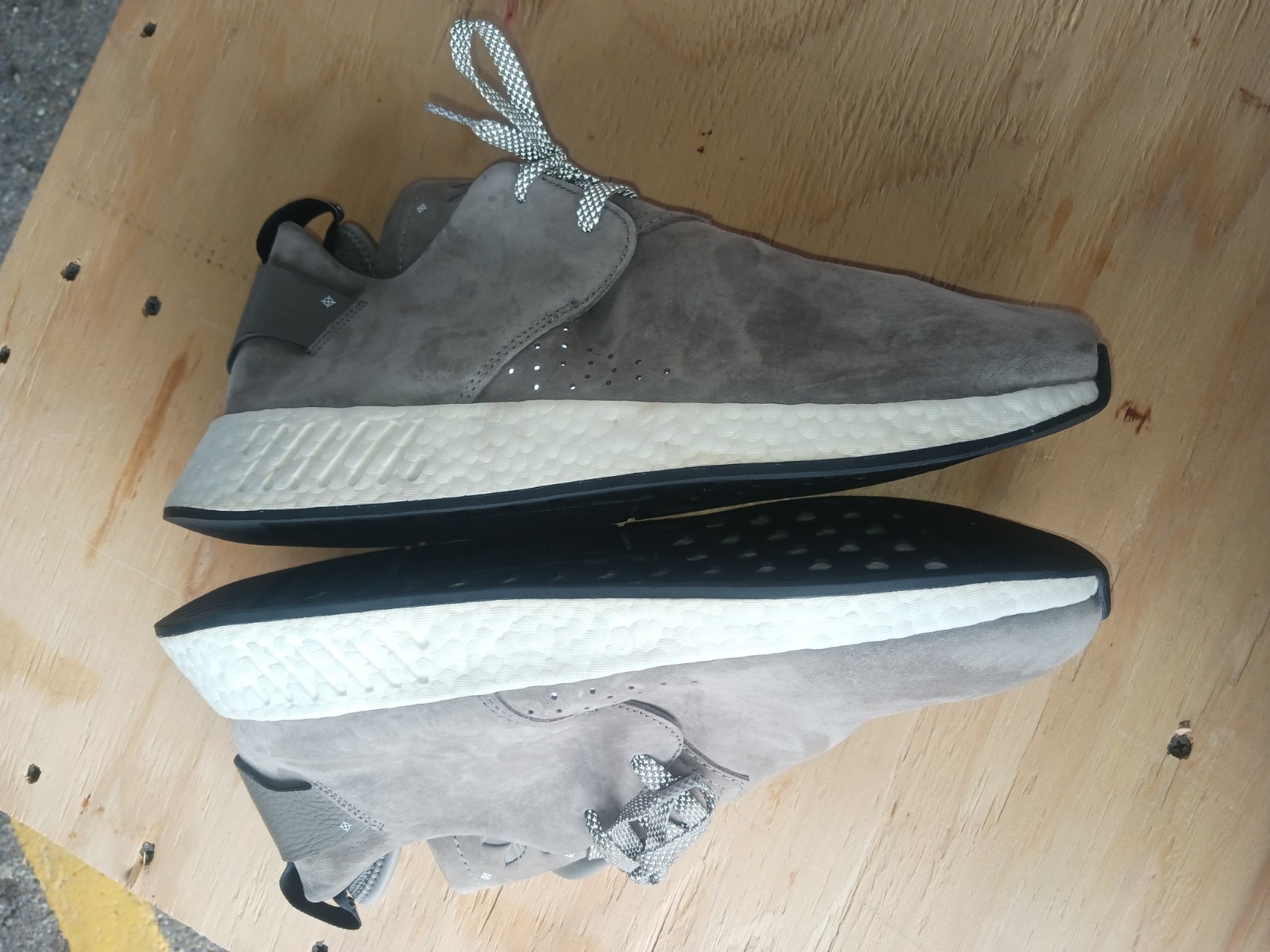 adidas Men’s Lace-Up Low Top Athletic Sneakers Gray Suede Boost Rubber Sole
