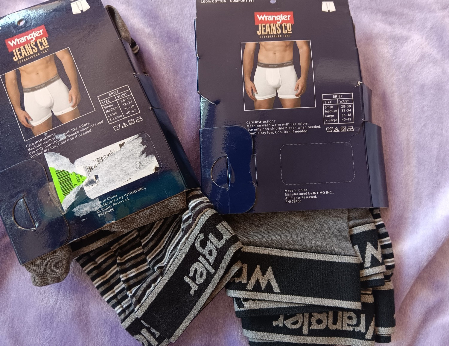 Wrangler Men’s Cotton boxer briefs 4 PAIRS M 32-34 STRIPE & SOLID GRAY