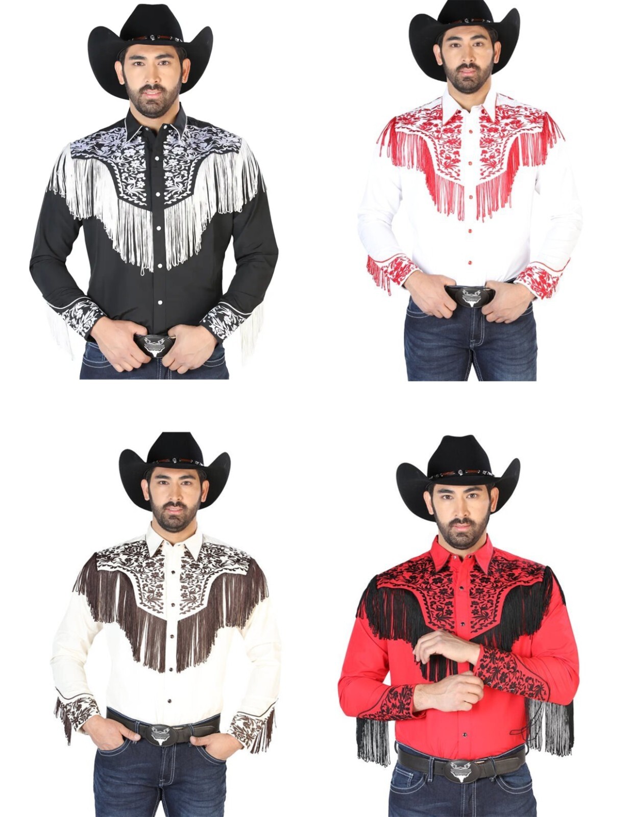 Men’s El General Fringe Embroidered Western Shirt Long Sleeve No.15