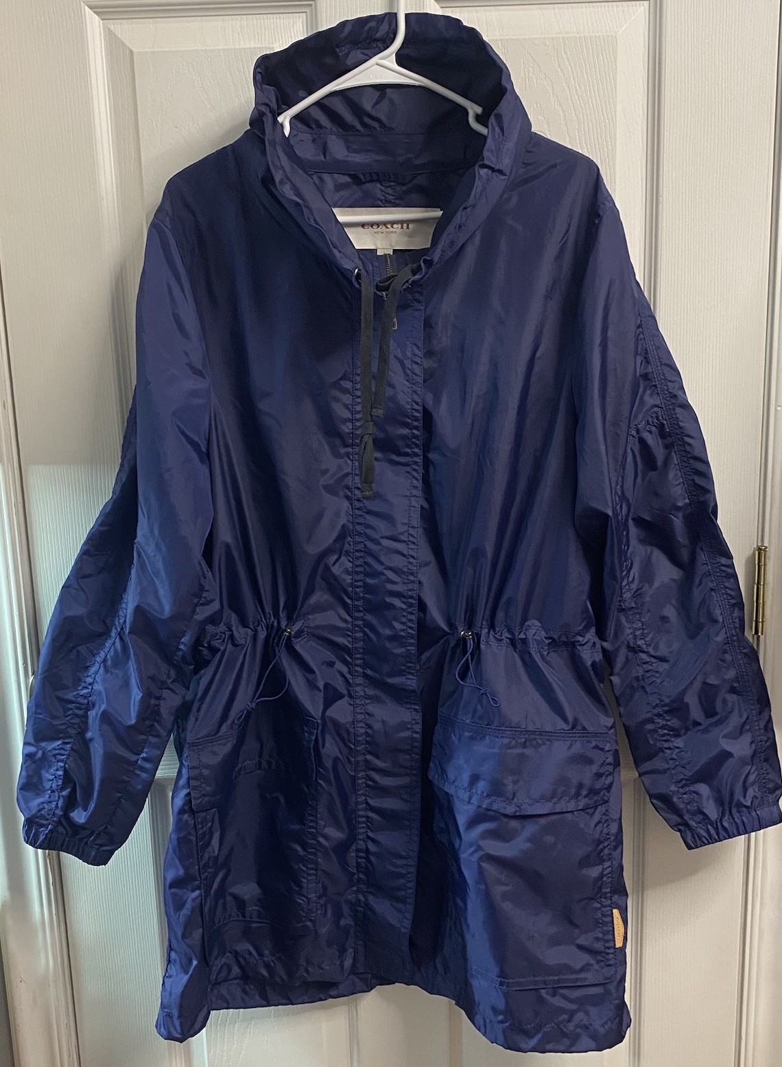 Coach Womens Windbreaker Jacket Anorak Nylon/Poly Navy Blue Full-zip Coat L