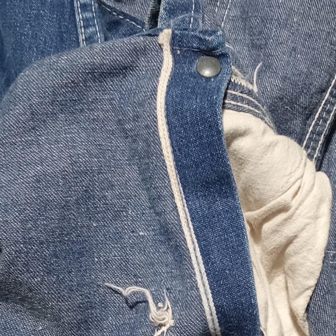 vtg OVERALLS SELVEDGE TRACTOR BUTTONS Denim INDIGO boys youth RARE xxs USA made