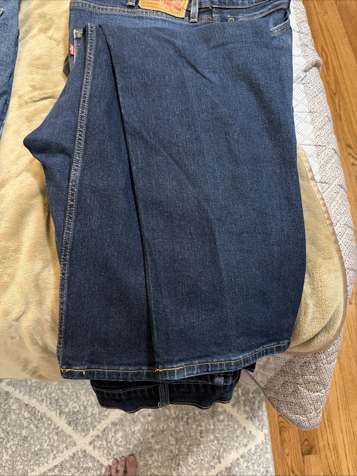 levis workwear fit jeans 38 X 32 – Three Pair 1 Black, 1 Dark Blue. 1 Light Blue
