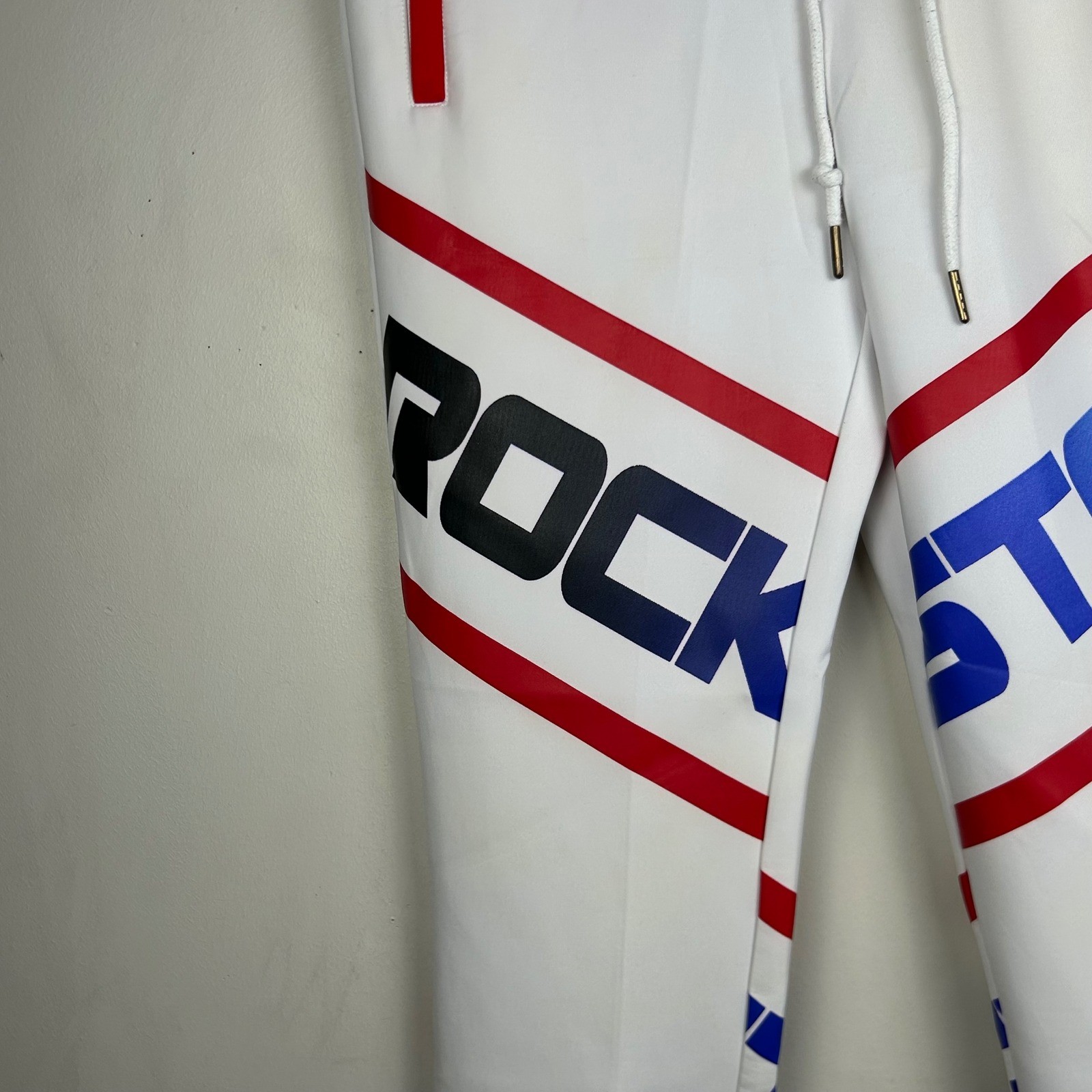 Rockstar Original Jabez Track Pants Men M White Red Blue Moto Streetwear Joggers