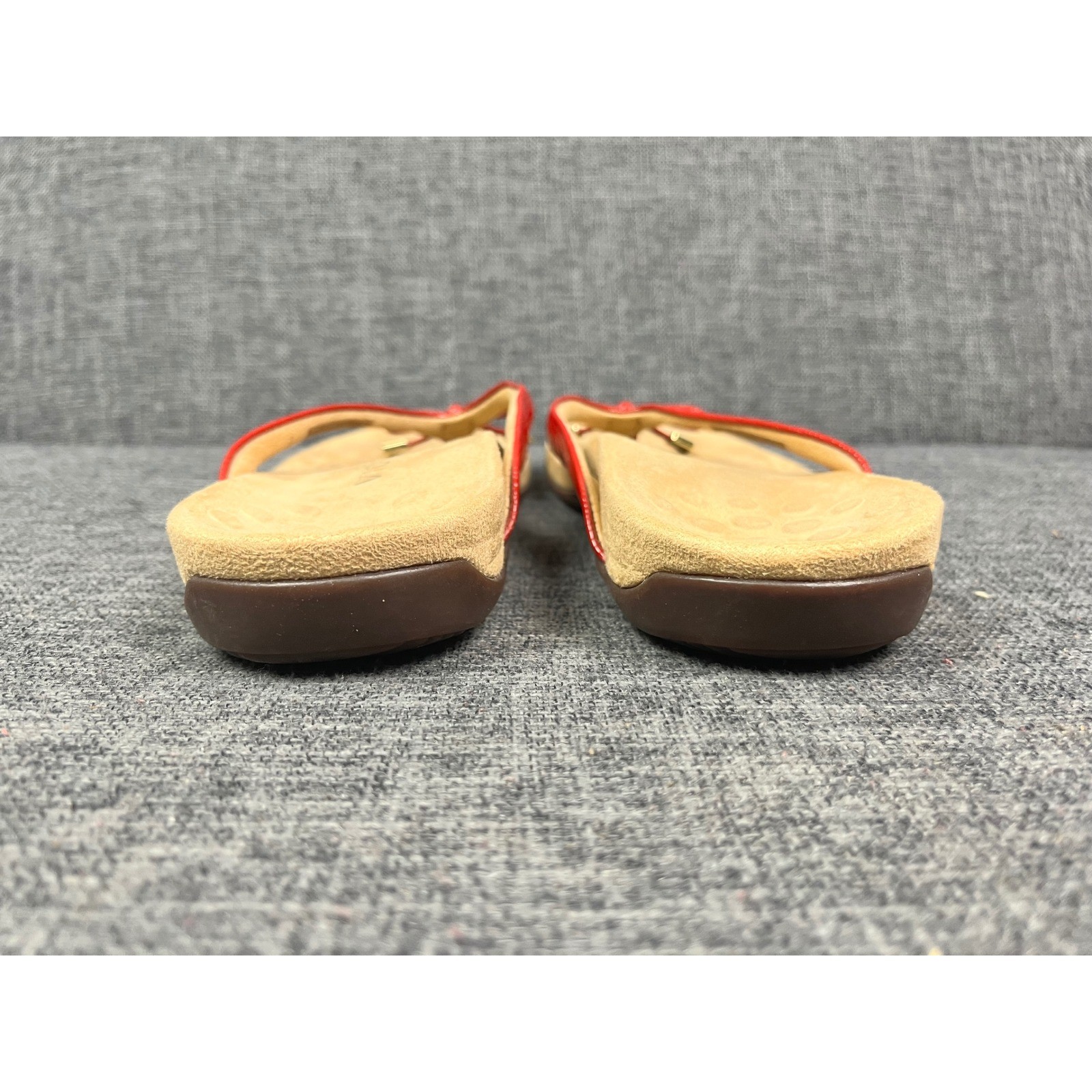 Vionic Bella II Red Lizard Embossed Orthotic Bow Flip Flop Sandals Womens 7.5