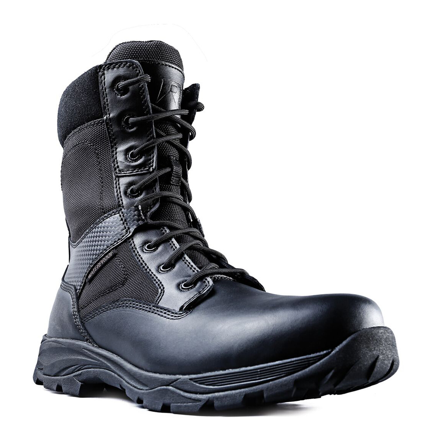 Ridge Men 8″ Waterproof Leather Non-Slip Tactical Military Work Black Shoe Boot