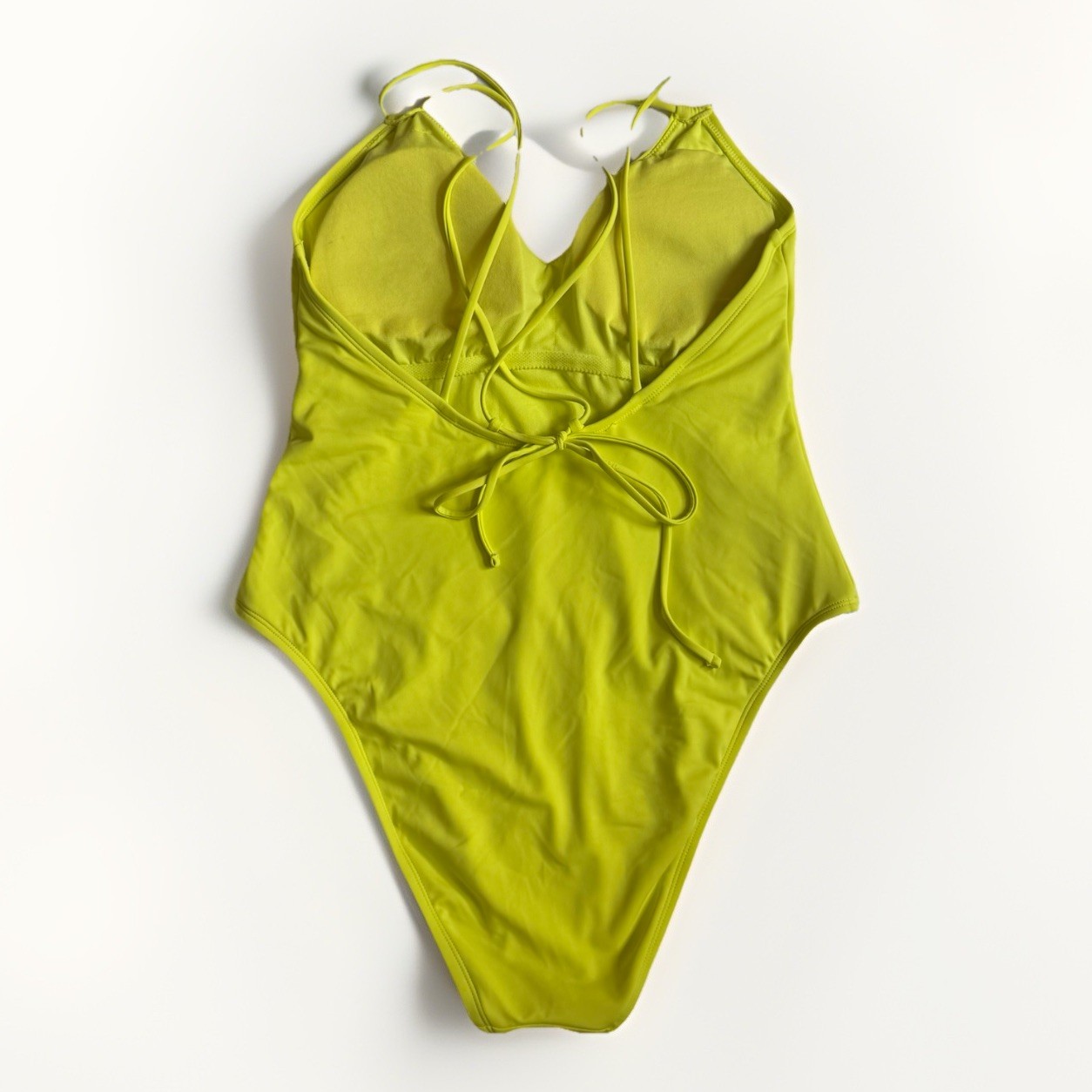 Unbranded Women Size L Electric Yellow One-Piece Swimsuit Strappy Back