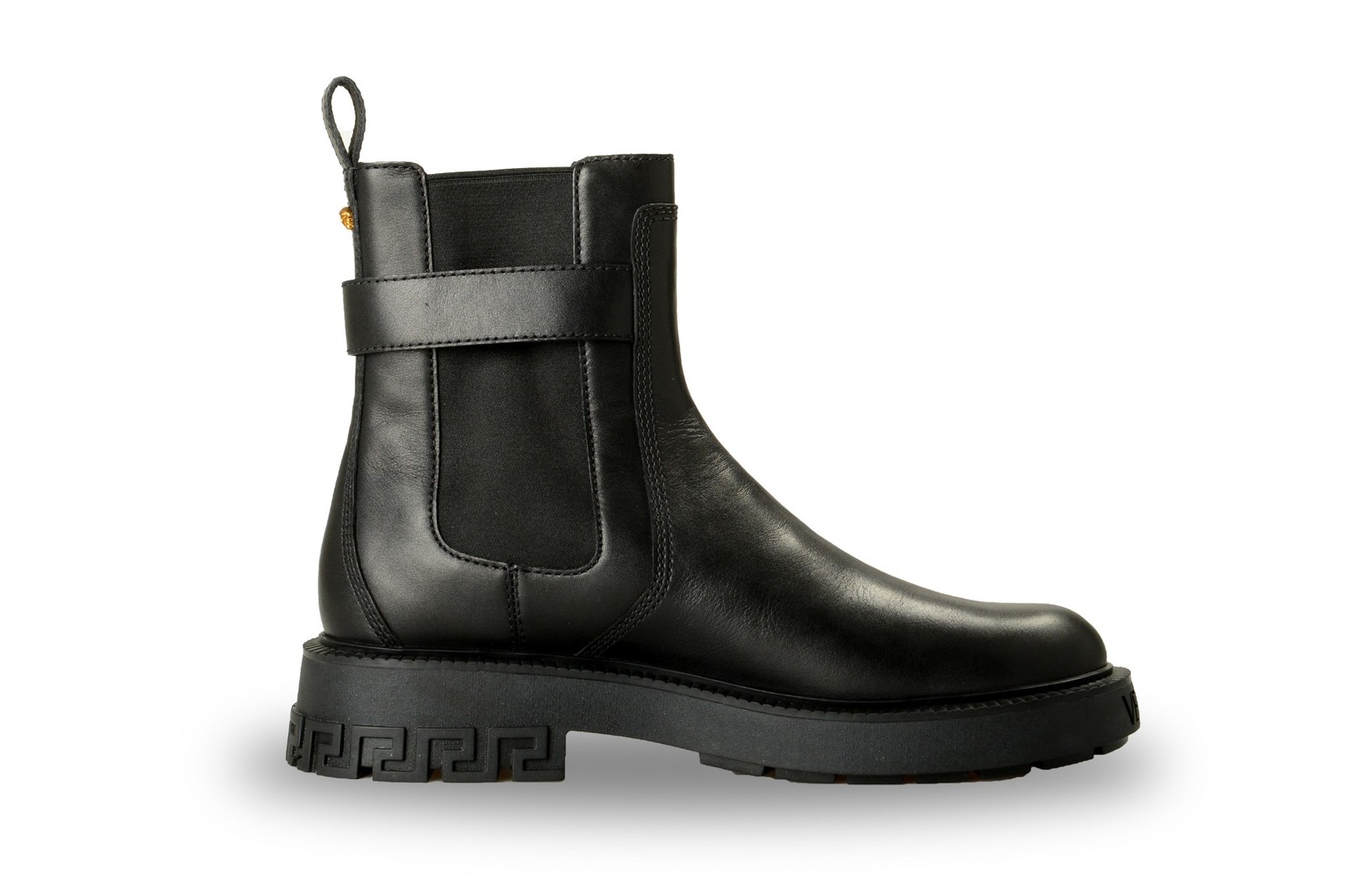 Versace Men’s Black Leather Chelsea Boots Shoes US 9 IT 42