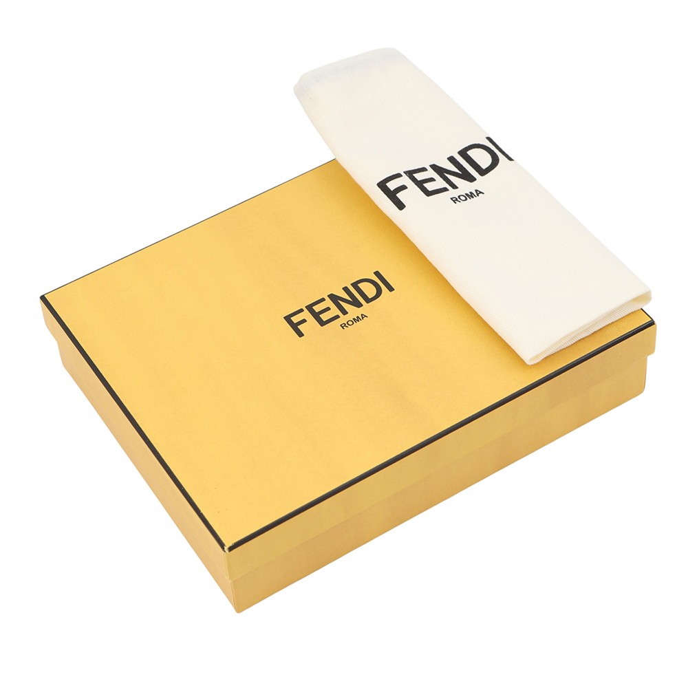 FENDI FF Logo Round Pouch Leather Light Blue 7M0359
