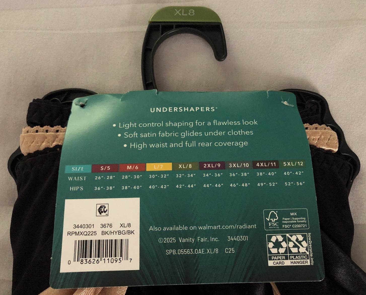 Vanity Fair Radiant Undershapers Light Control Everyday Smoothing 3 Pk Sz XL/8