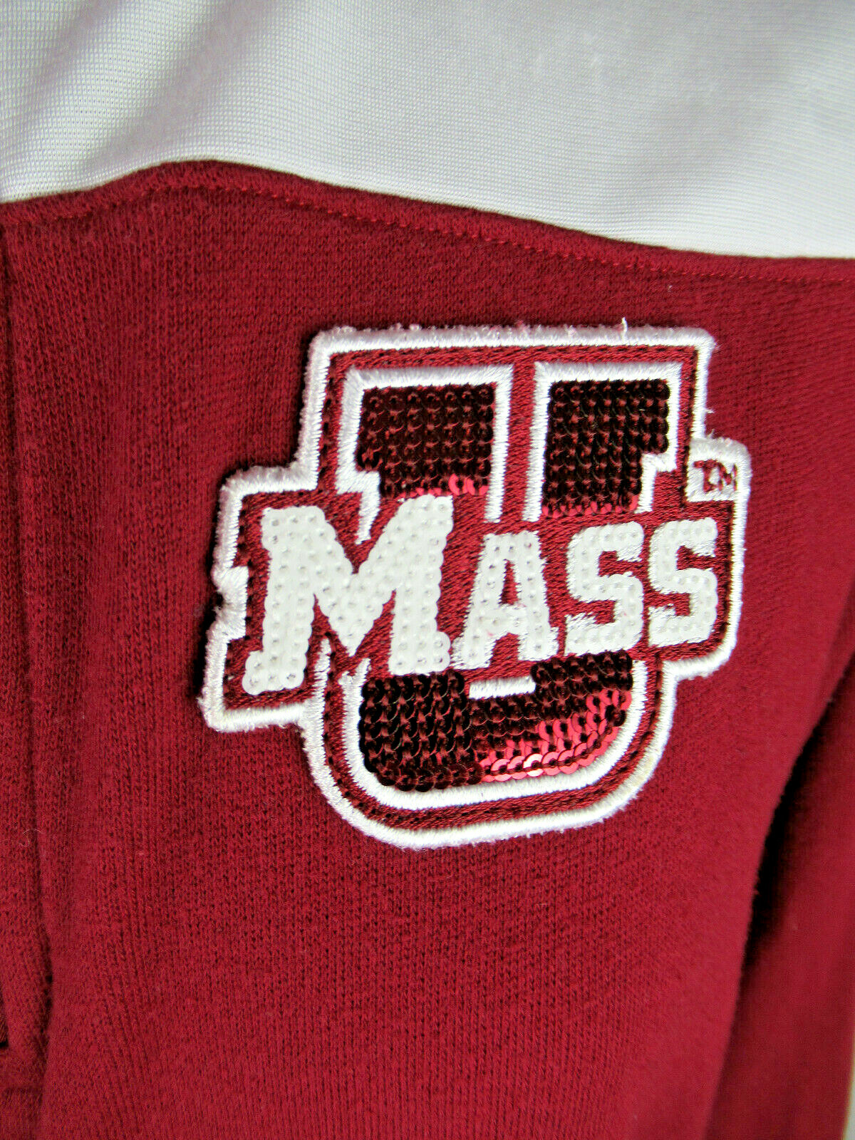 VS Victorias Secret Pink UMass College Bling Sweatshirt Half Zip M Medium EUC