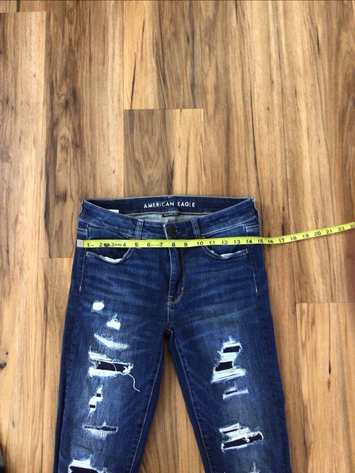American Eagle Jegging Jeans Blue Distressed HiRise Skinny Faded Wash Next Level