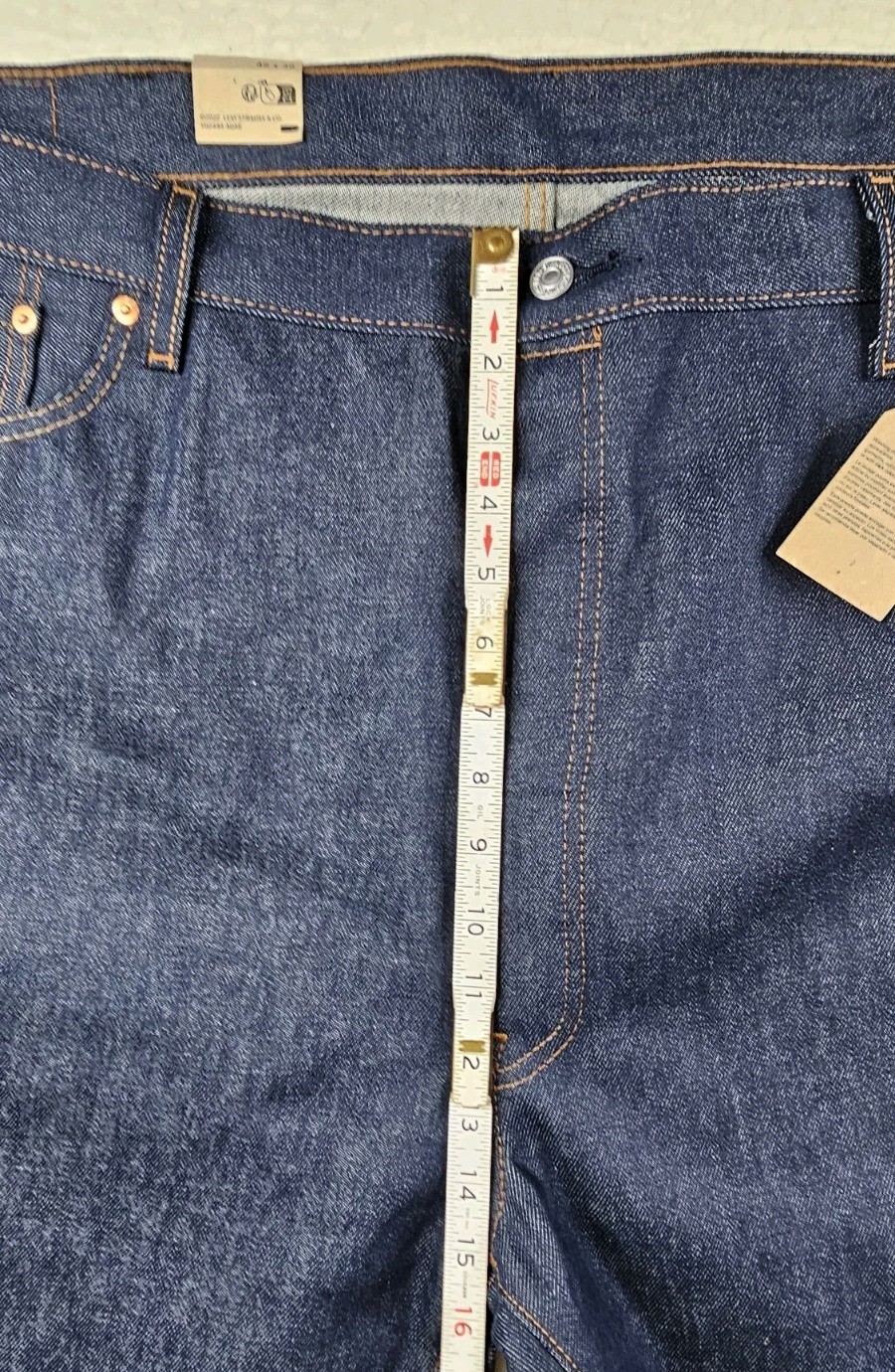 Levis 501 Original Straight Button Fly Denim Jeans Blue Mens 46×36 Shrink To Fit